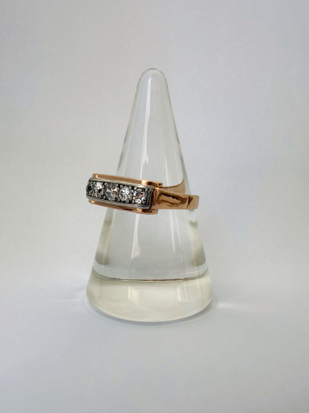 5 Stone Panel Ring Vintage Gold