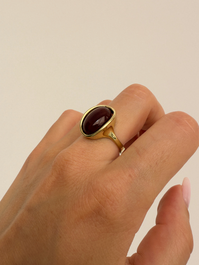 Chunky Carneol Ring Vintage Gold