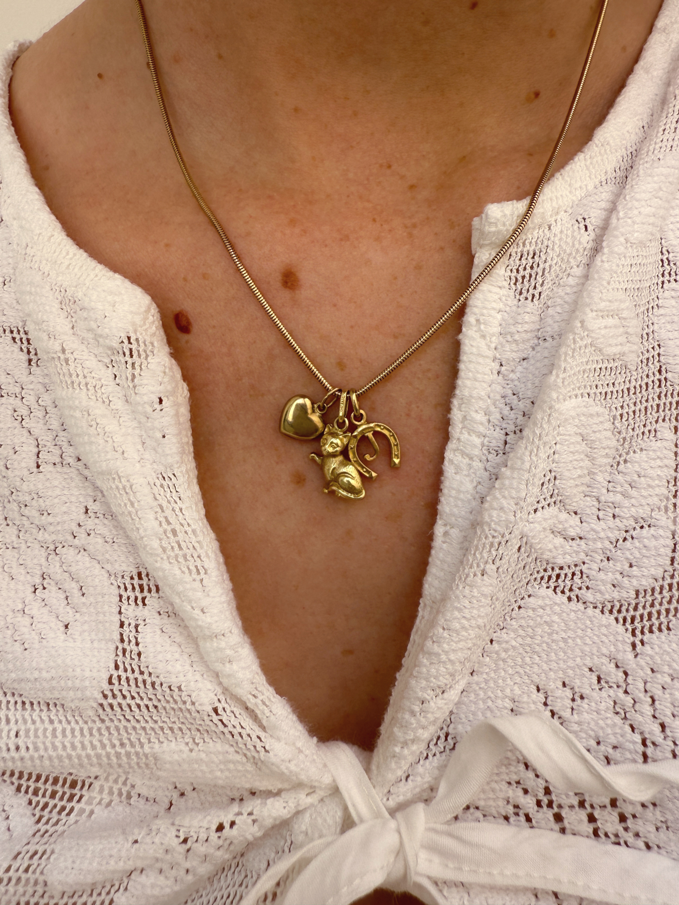 Mini Heart Charm Vintage Gold