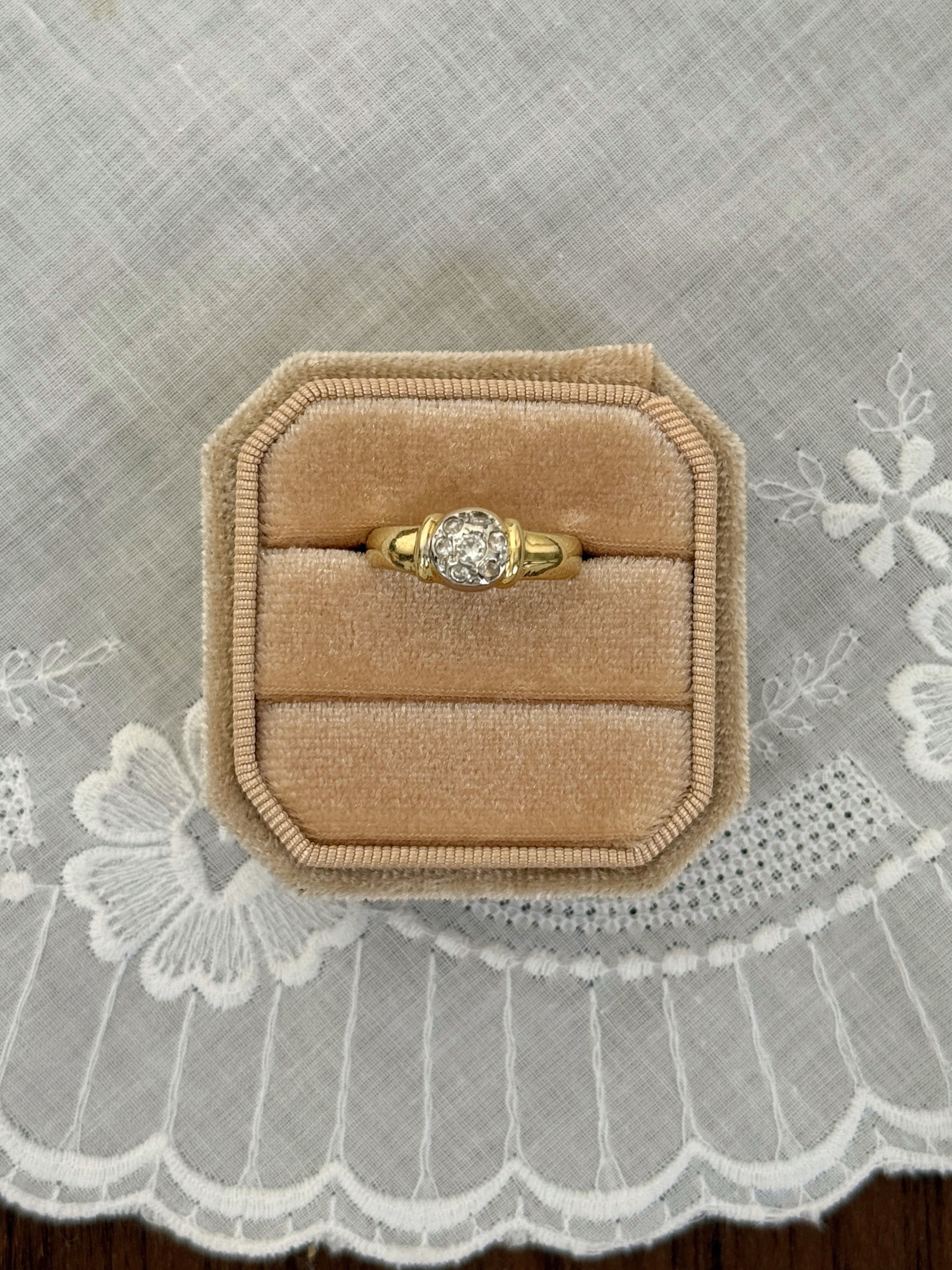 Cluster Diamond Ring 14k Vintage Gold
