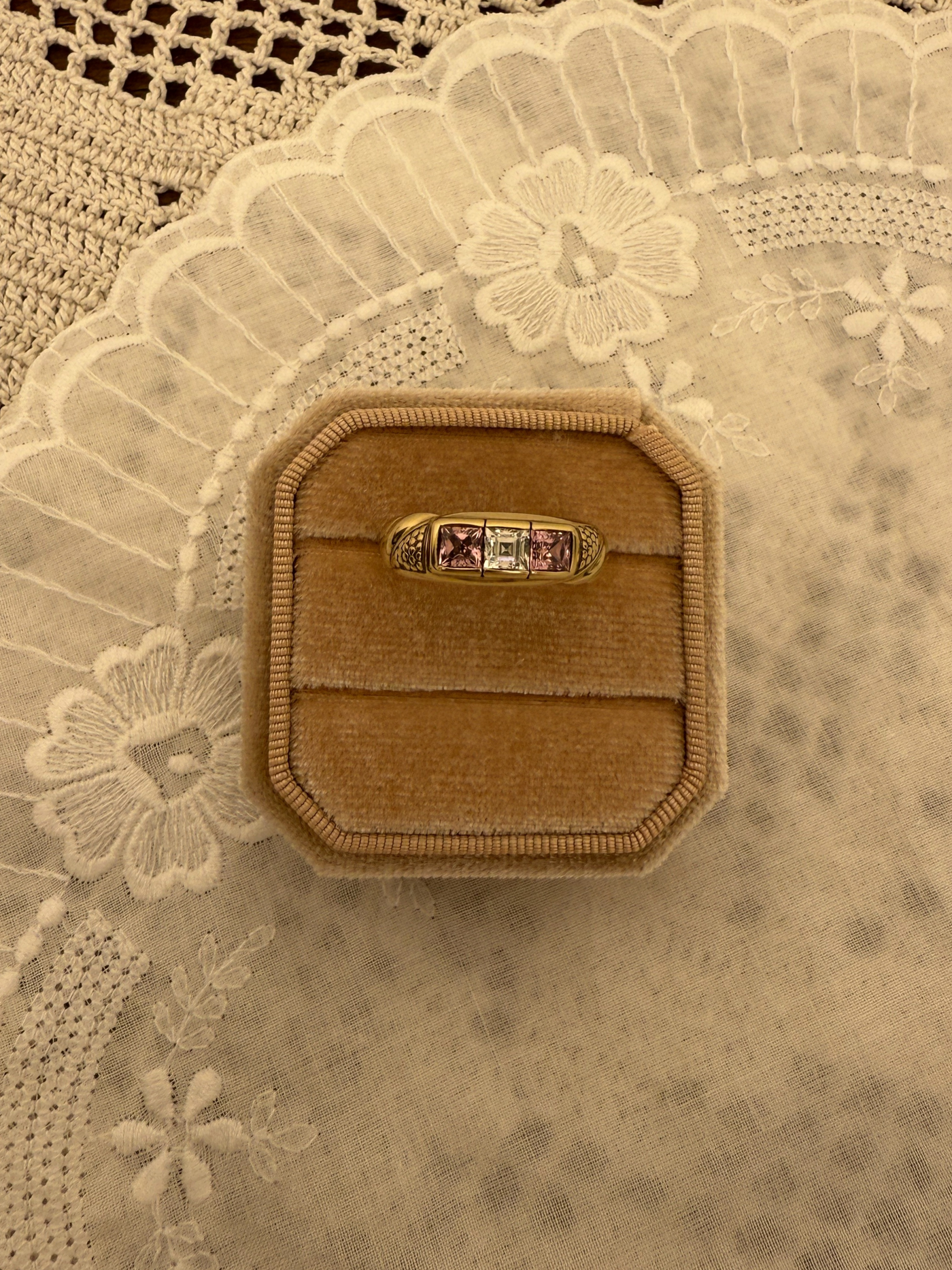 Baby Pink Ring Vintage Gold