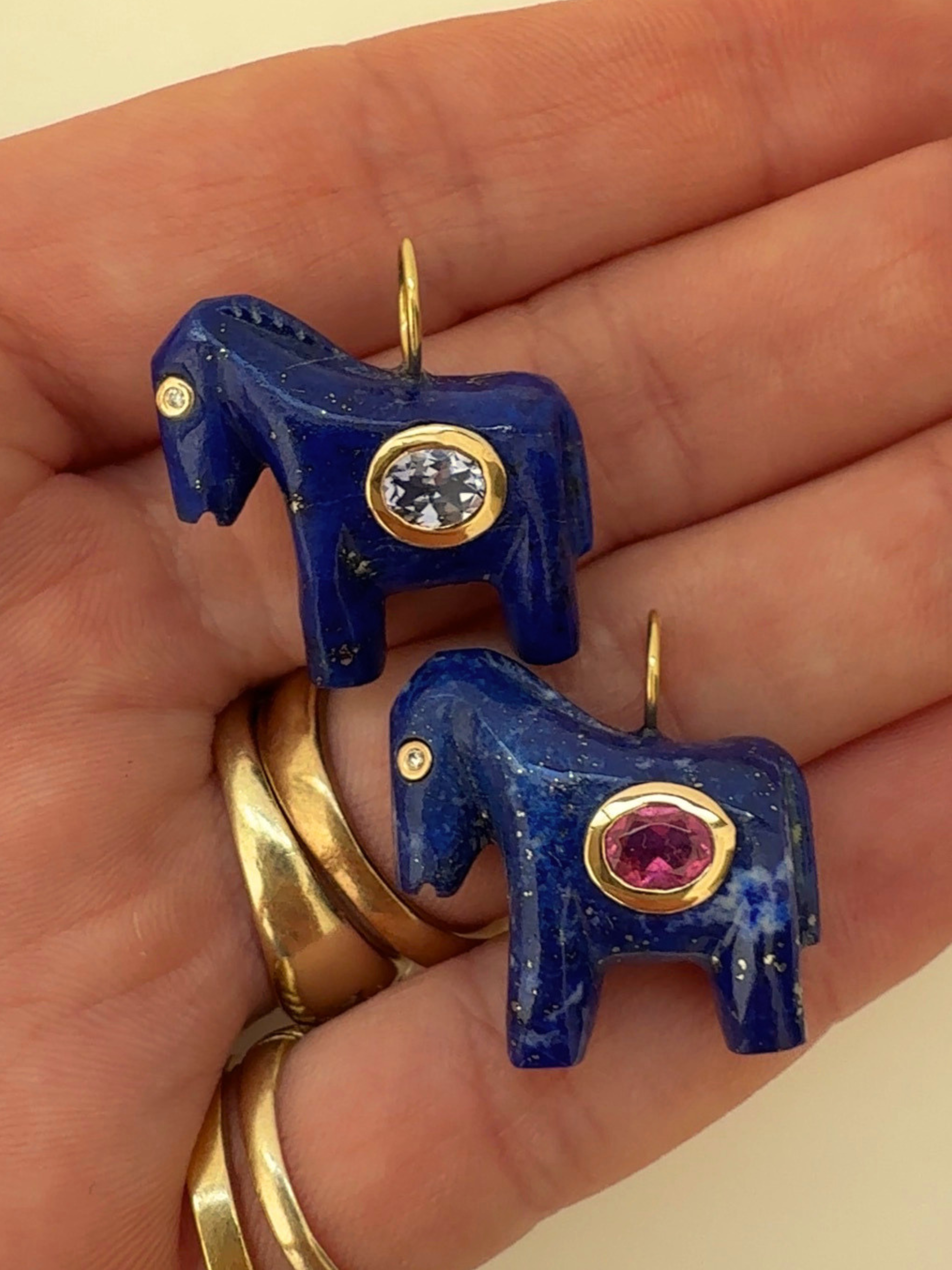 Horse Talisman Charm Lapis & Pink