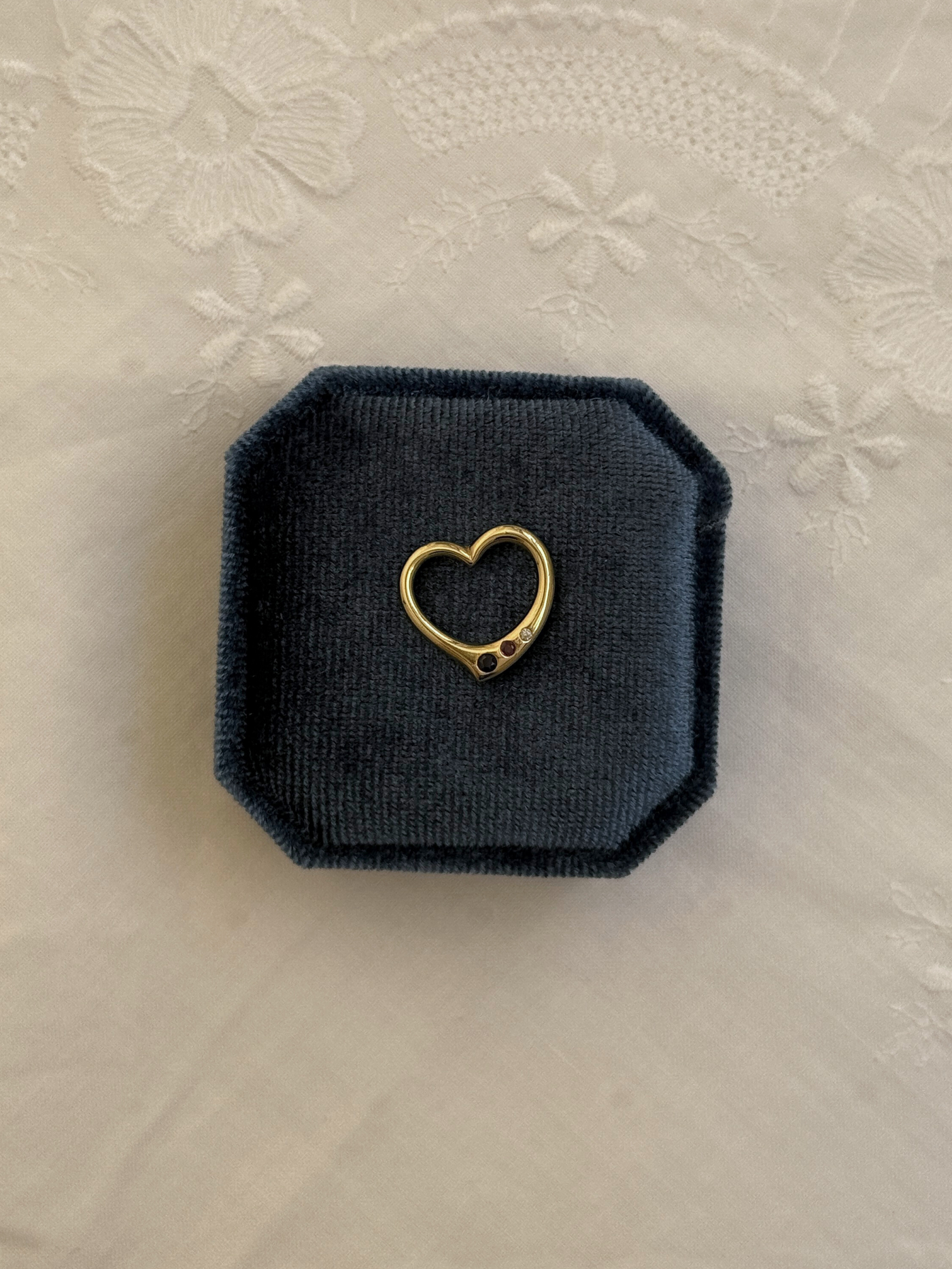 Gemstone Heart Charm Bead Vintage Gold