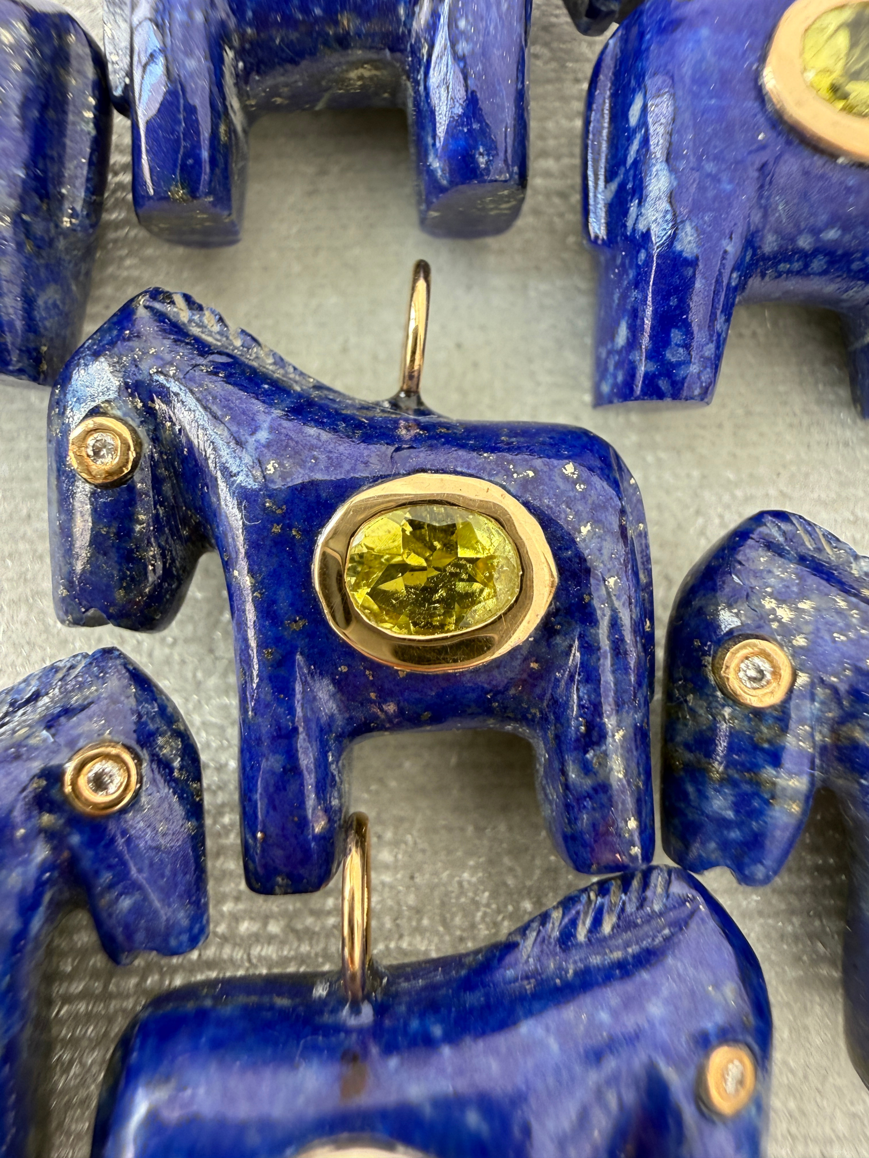 Horse Talisman Charm Lapis Yellow
