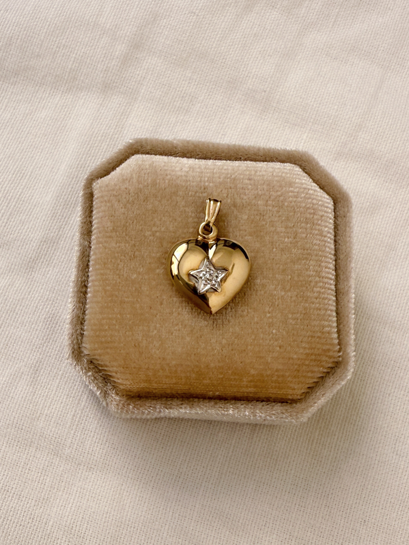 Star Heart Charm Vintage Gold