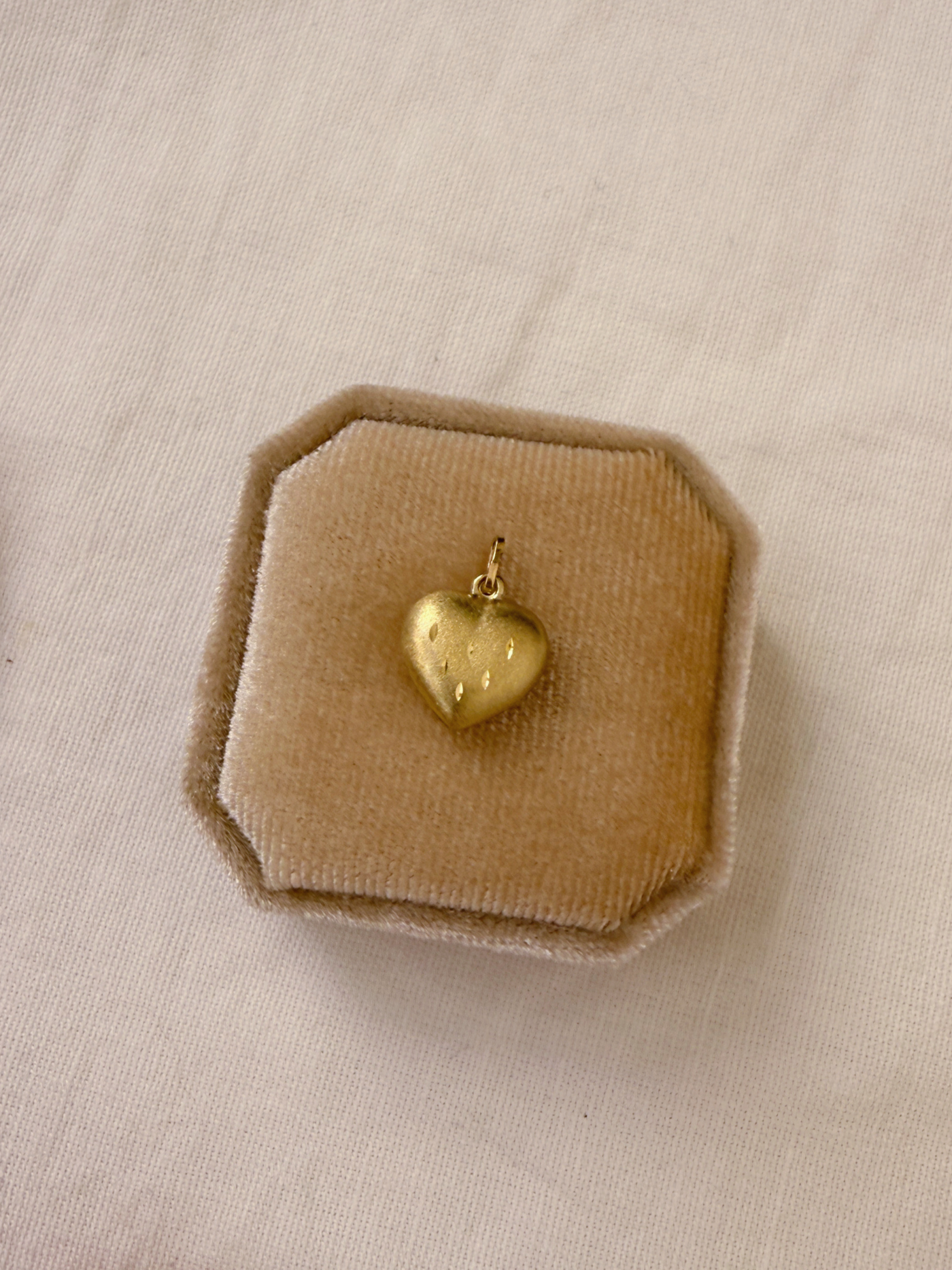 Strawberry Heart Charm Vintage Gold