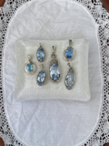 Oval Blue Stone Charms Vintage Silver