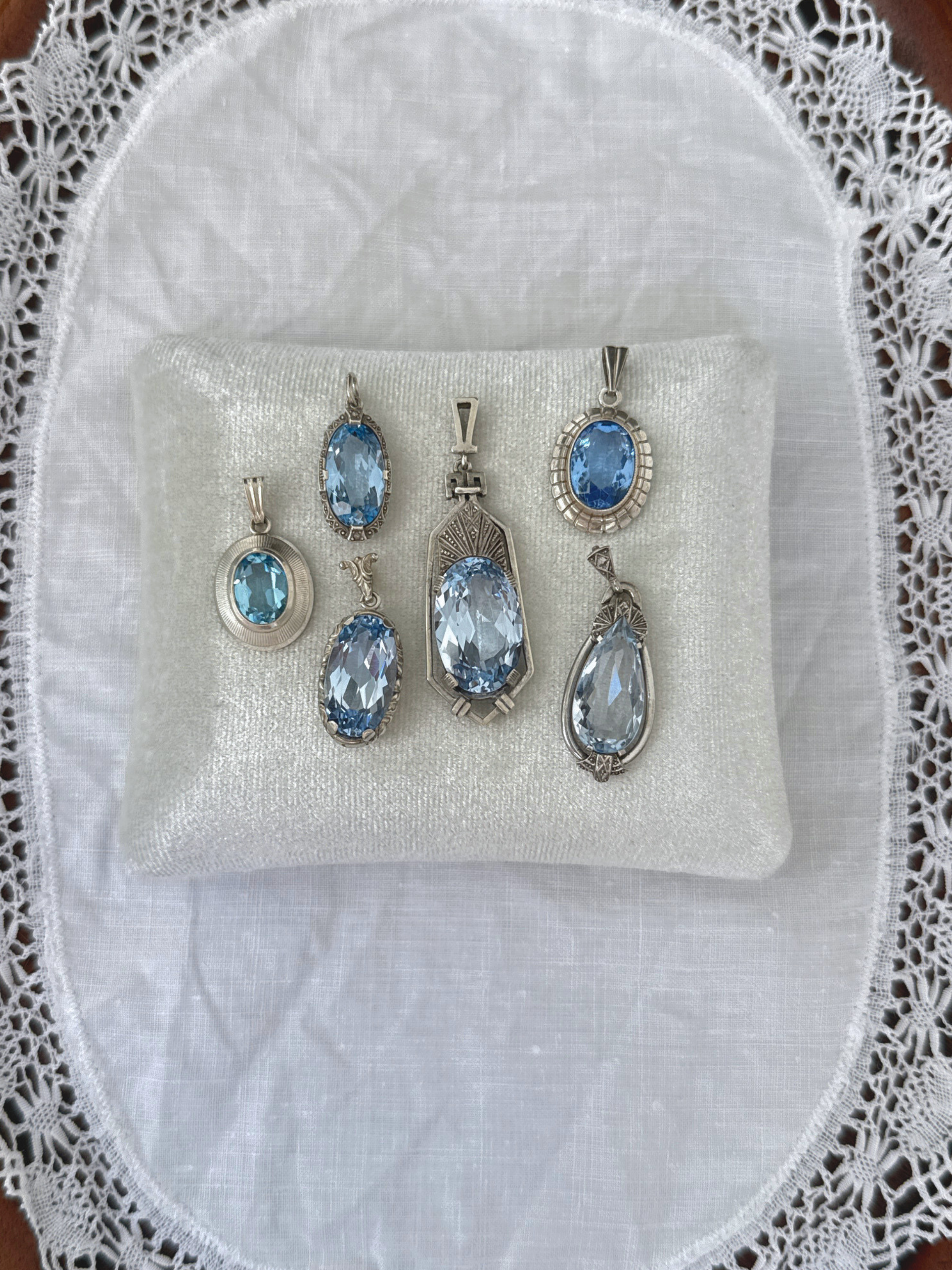 Oval Blue Stone Charms Vintage Silver