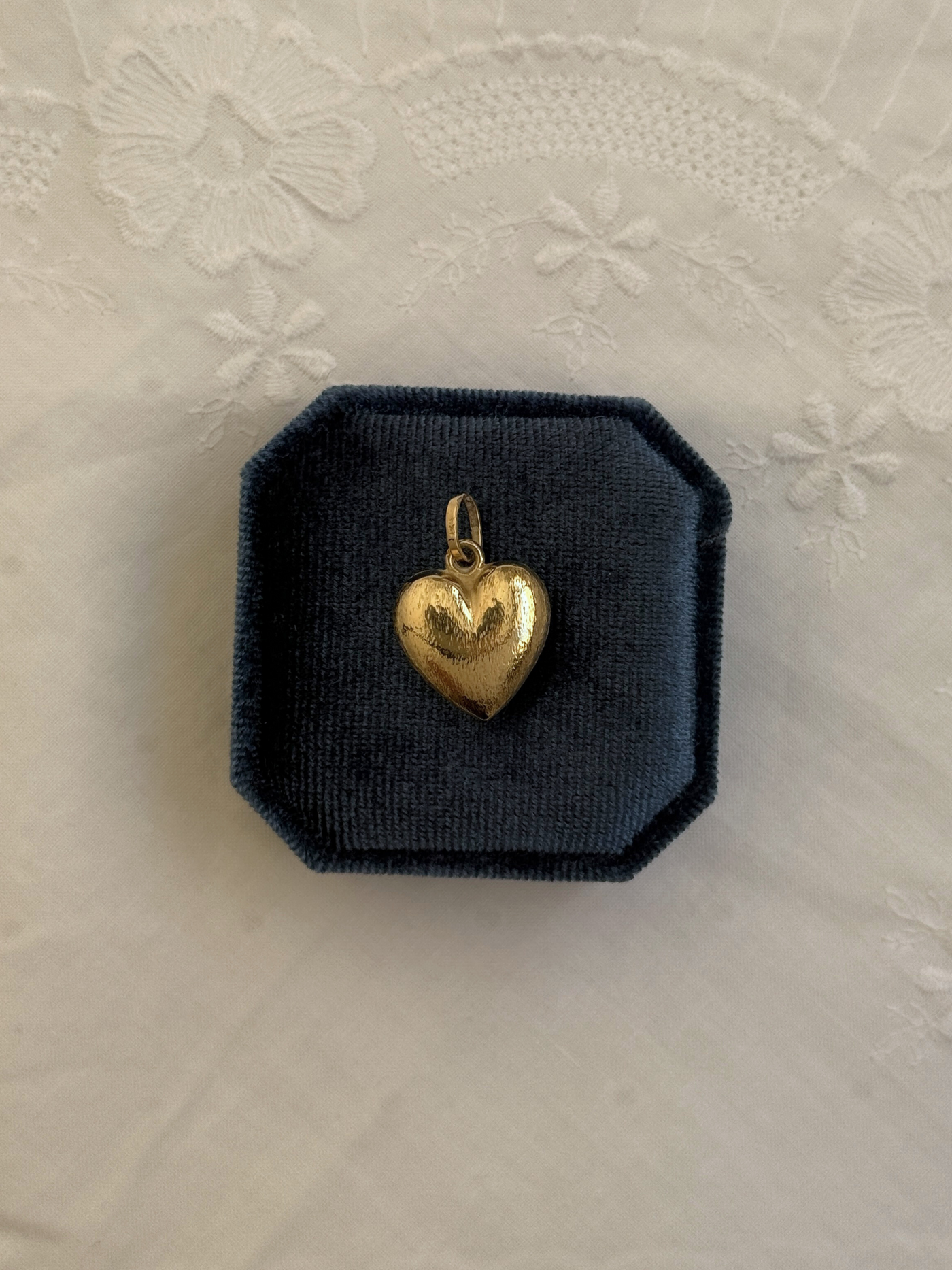 Textured Heart Charm Vintage Gold