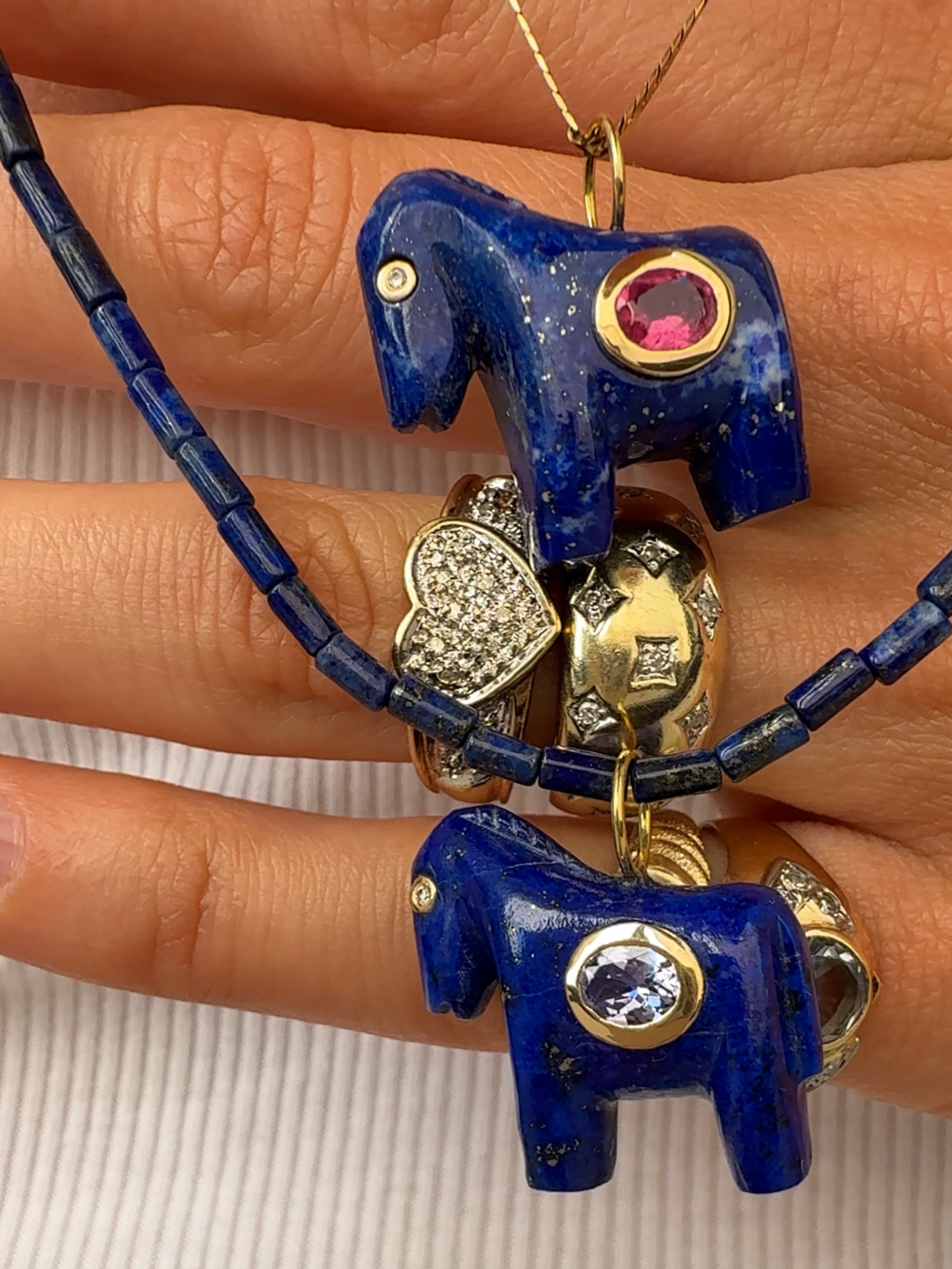 Horse Talisman Charm Lapis & Pink