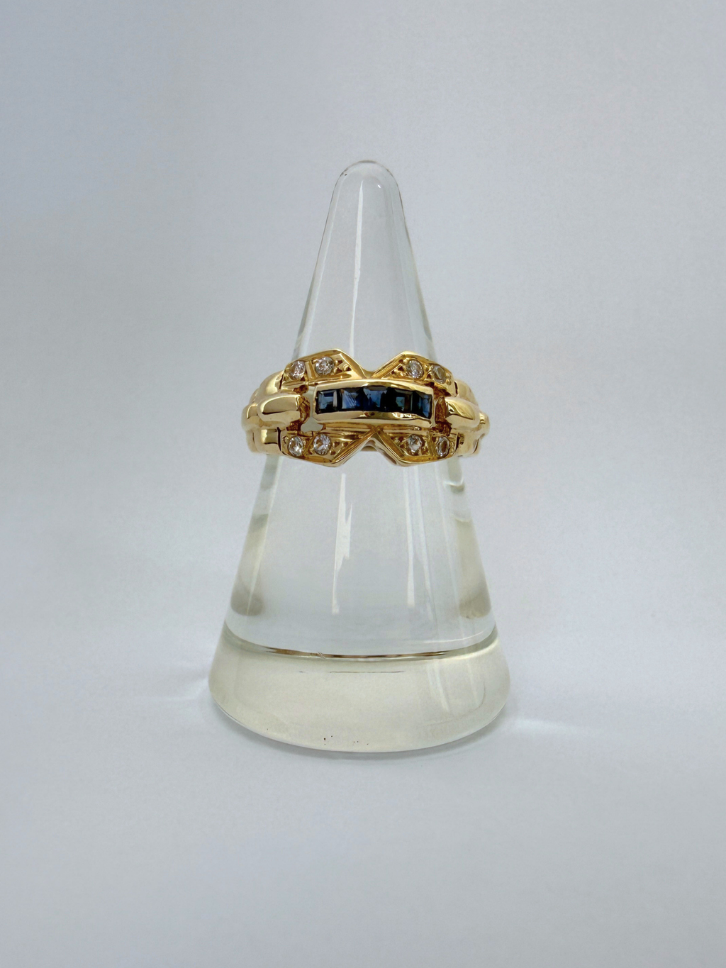 Channel Sapphire Ring Vintage Gold