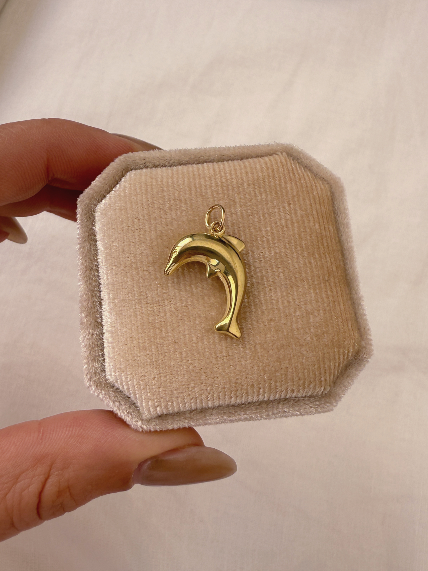 Shiny Dolphin Charm Vintage Gold