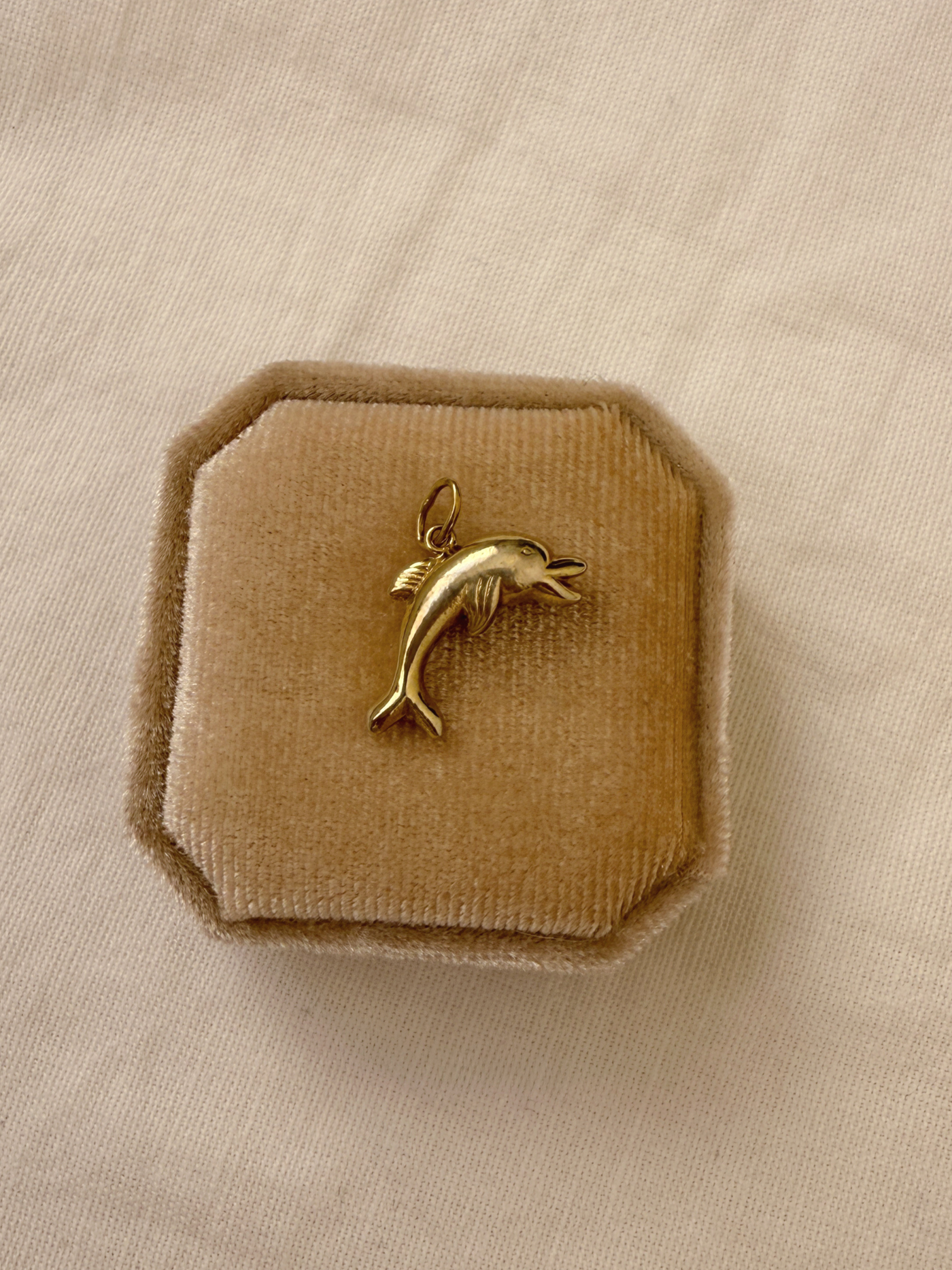 Happy Dolphin Charm Vintage Gold