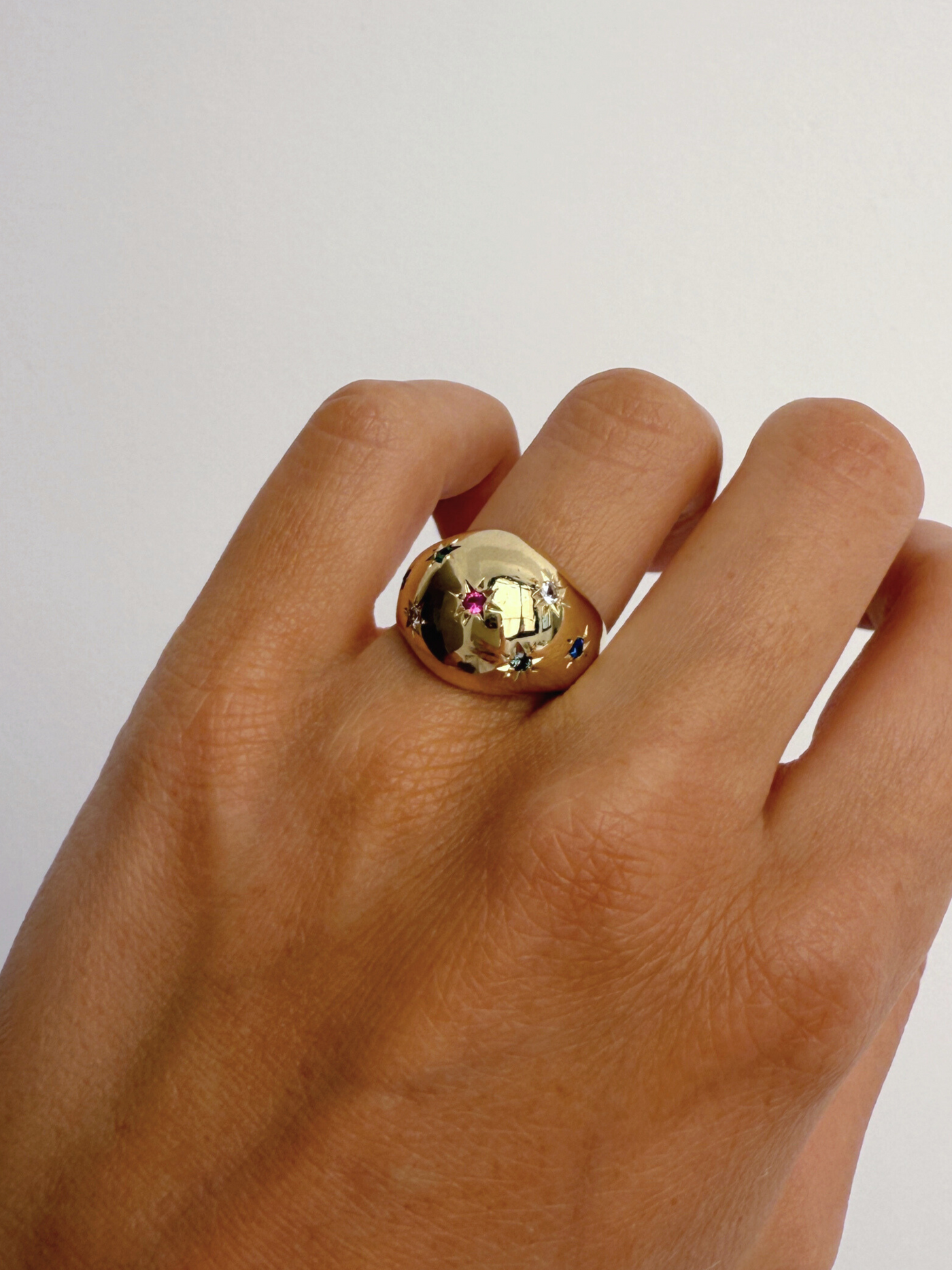 Chunky Star Dome Ring Vintage Gold