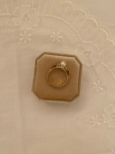 Antique "1923" Pearl Wedding Ring Vintage Gold