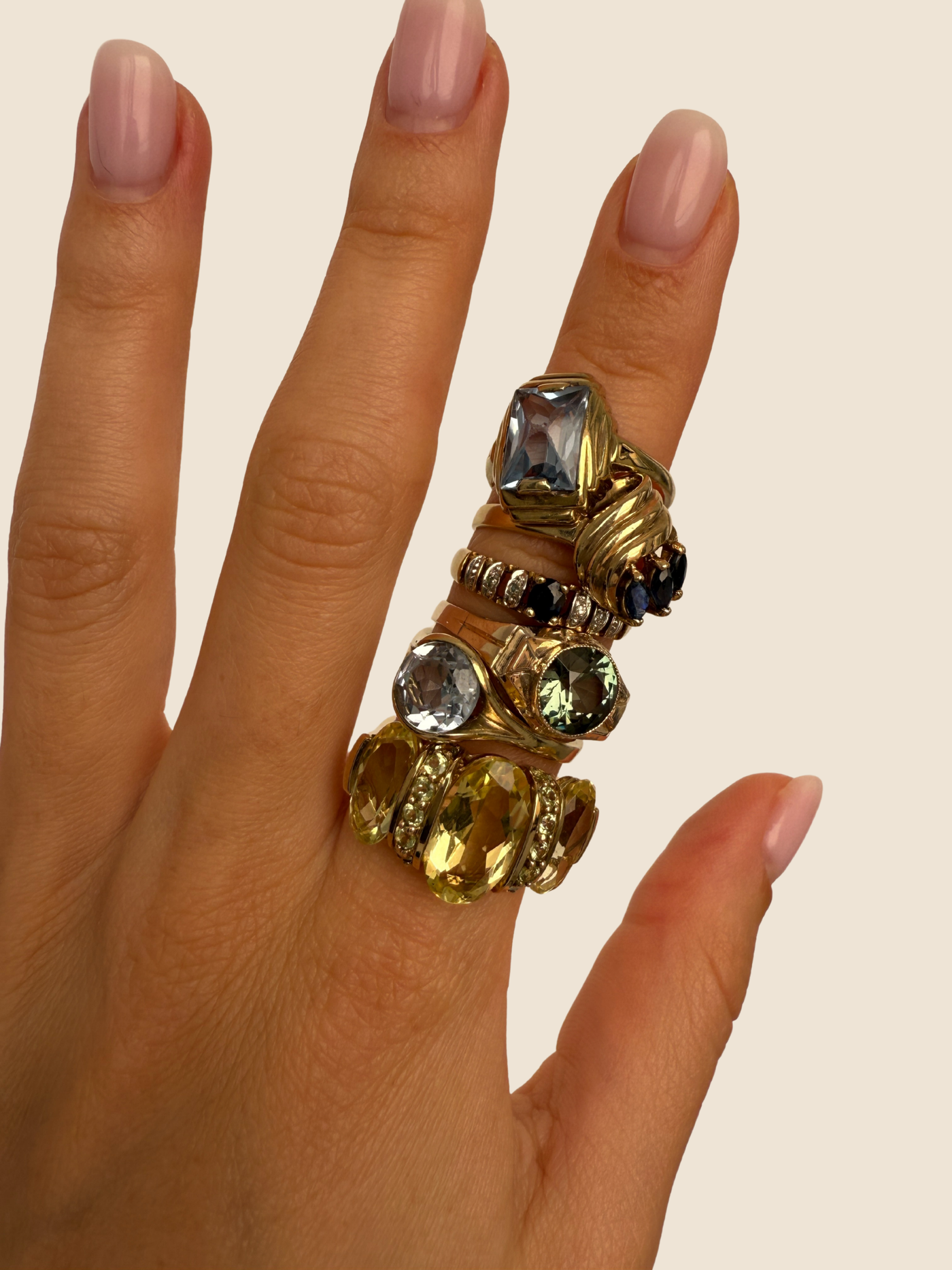 Sapphire Marquis Cocktail Ring Vintage Gold