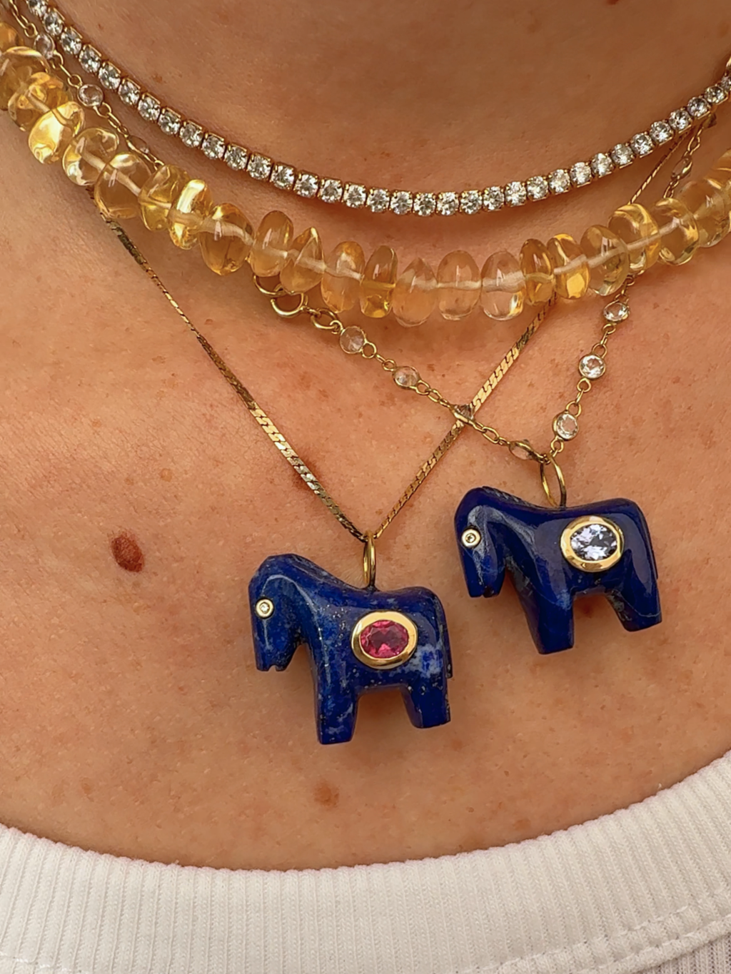 Horse Talisman Charm Lapis & Pink