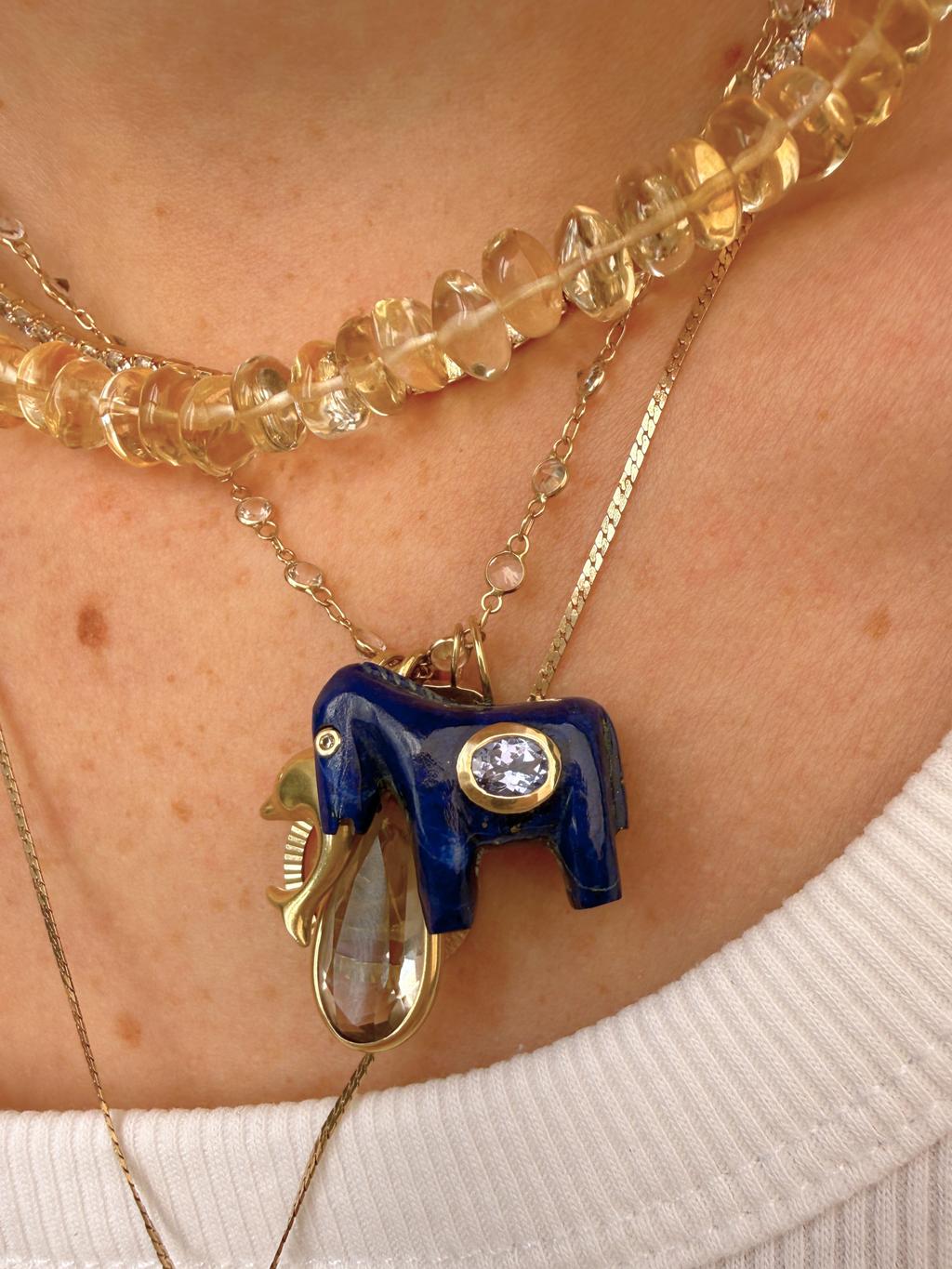 Horse Talisman Charm Lapis & Pink