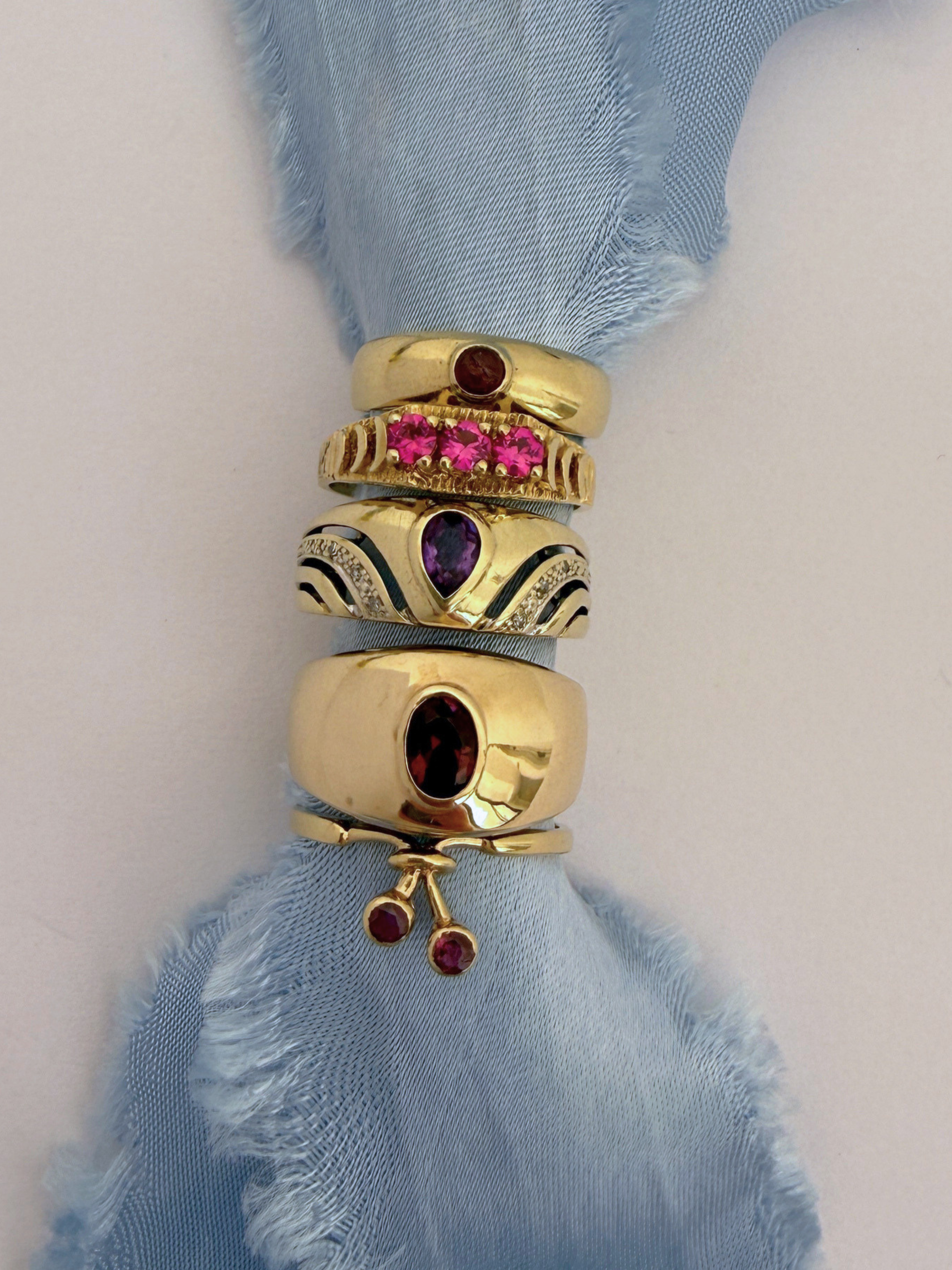 Purple Garnet Ring Vintage Gold