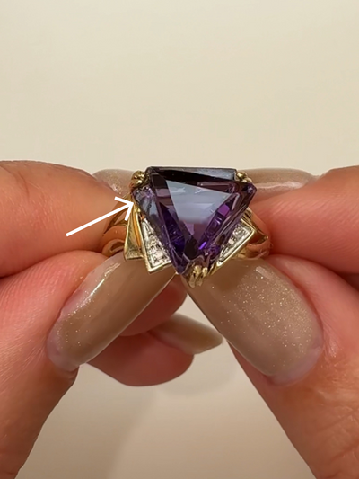 Amethyst Triangle Ring Vintage Gold