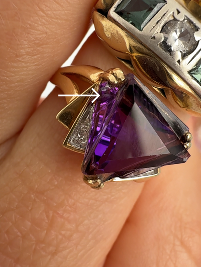 Amethyst Triangle Ring Vintage Gold
