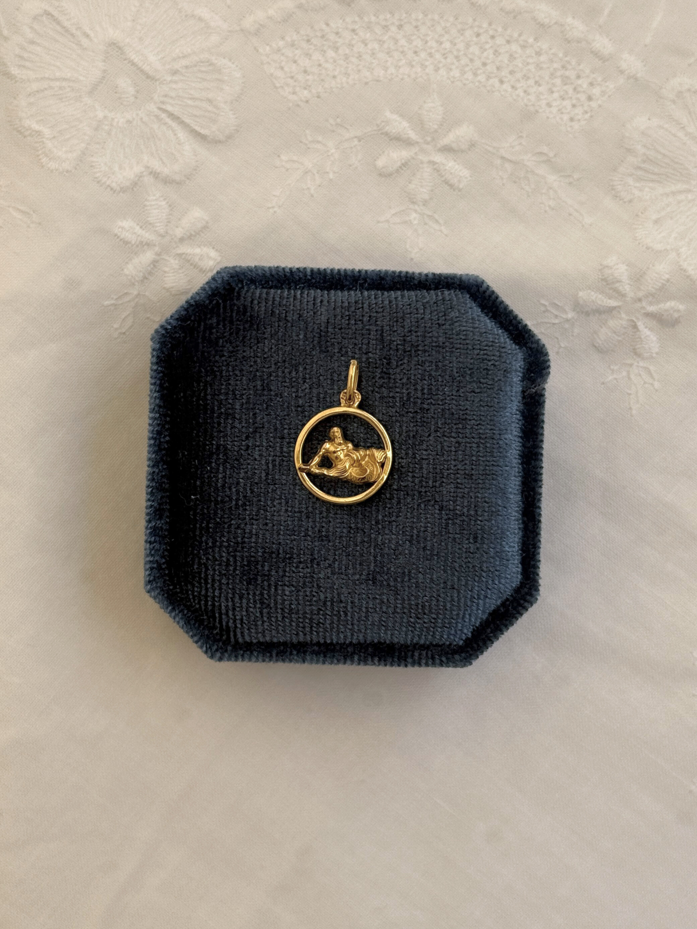 Aquarius Zodiac Charm Vintage Gold