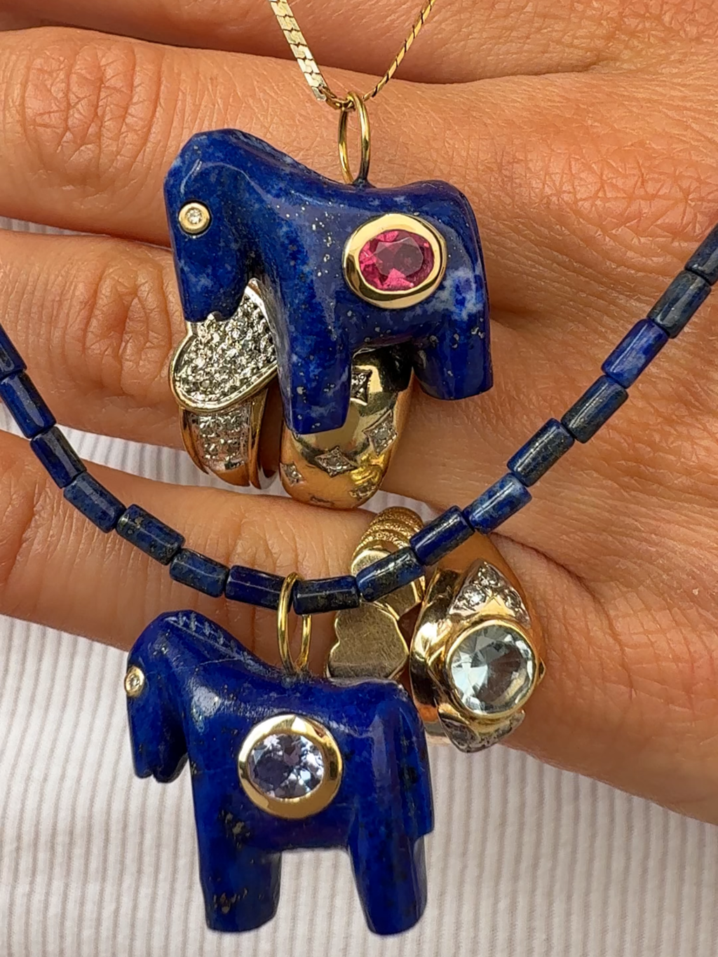 Horse Talisman Charm Lapis & Pink