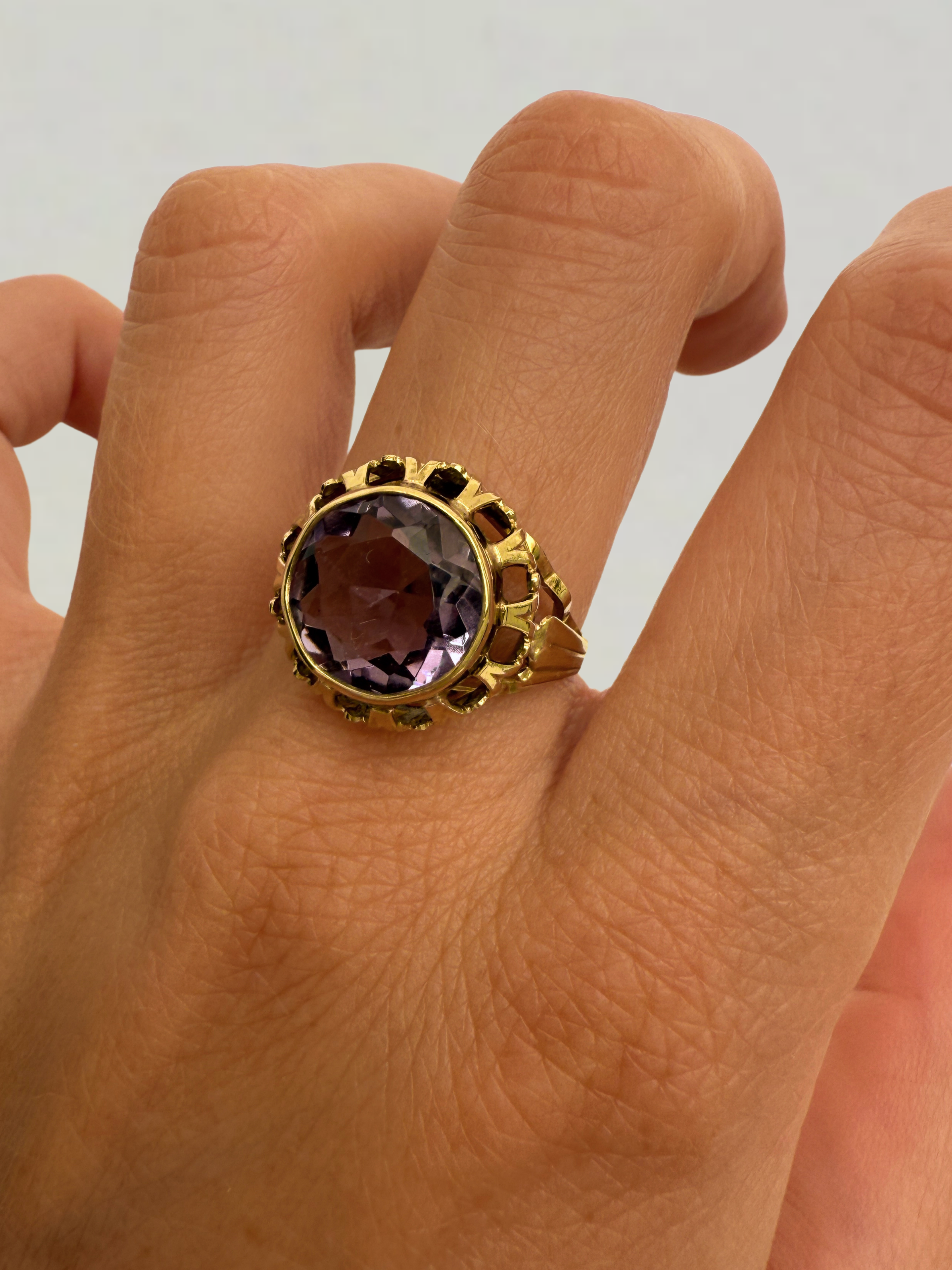 Amethyst Cocktail Ring Vintage Gold