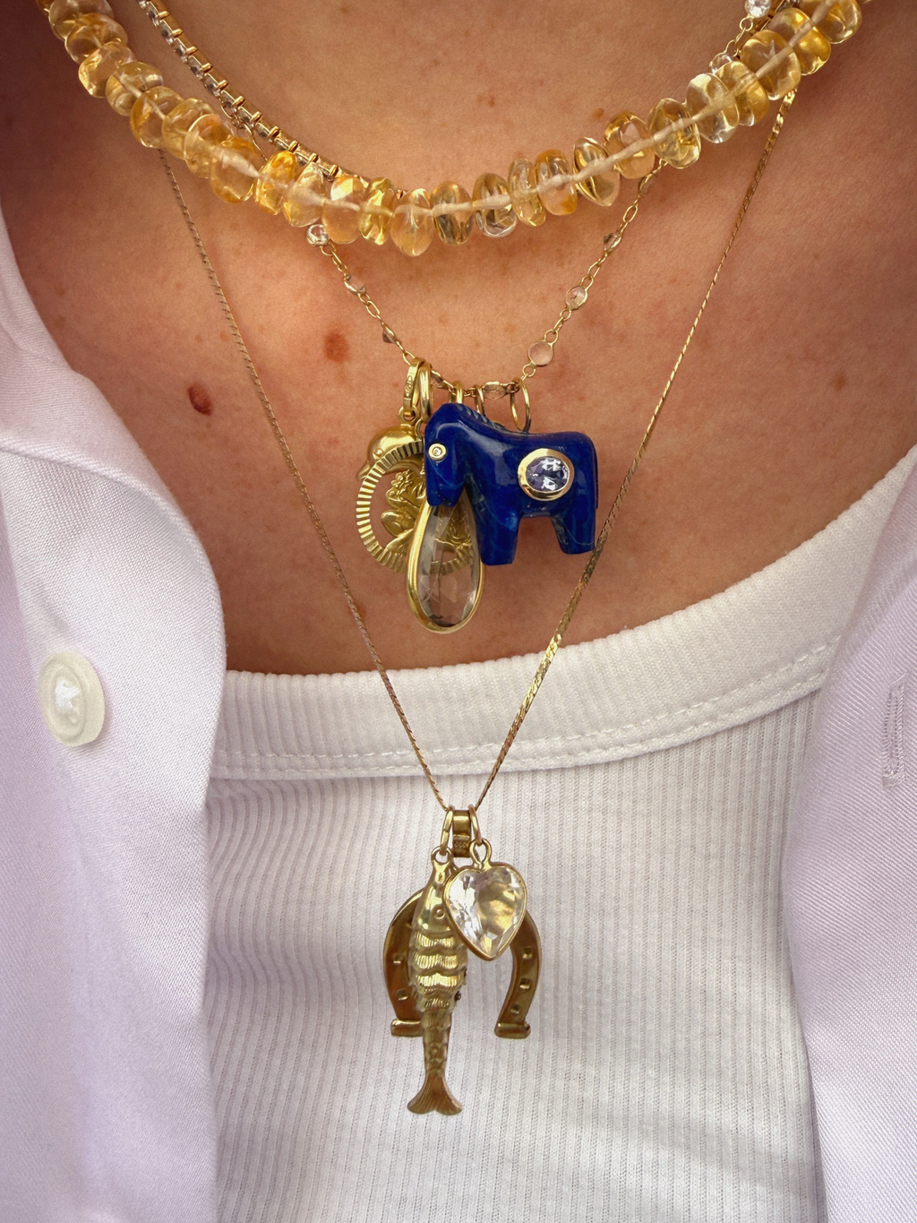 Horse Talisman Charm Lapis & Pink
