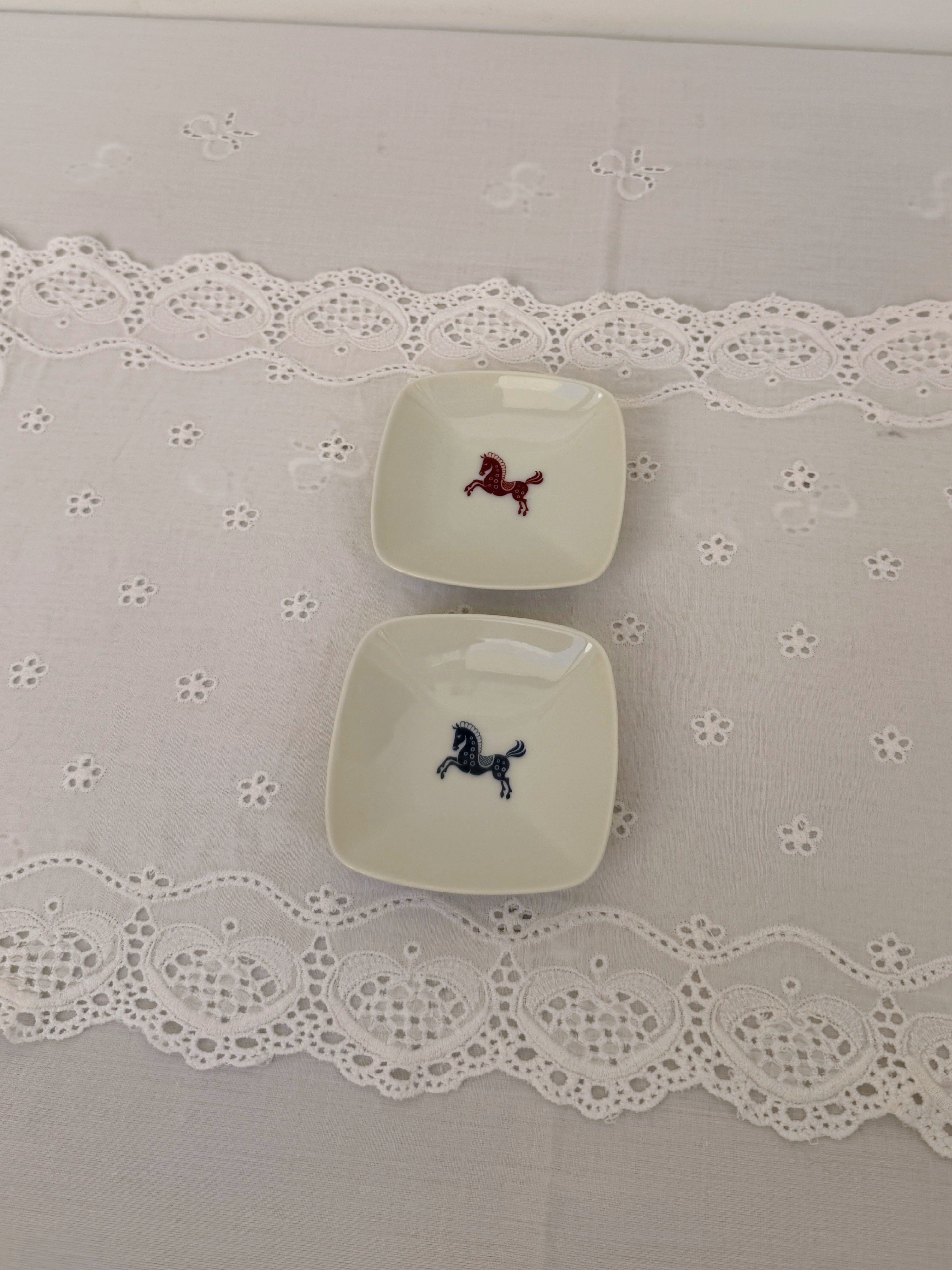 Porcelain Horse Trinket Dish Set