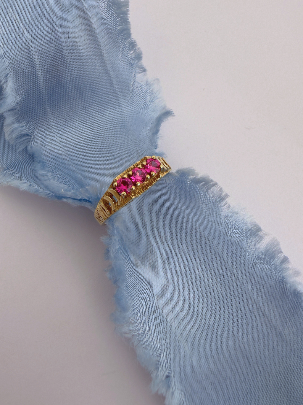 Magenta Trio Ring Vintage Gold