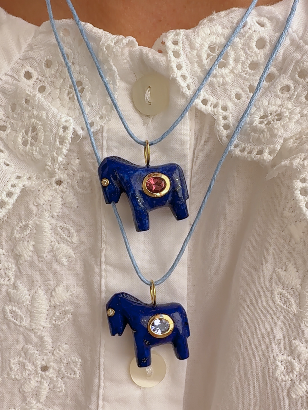 Horse Talisman Charm Lapis & Pink