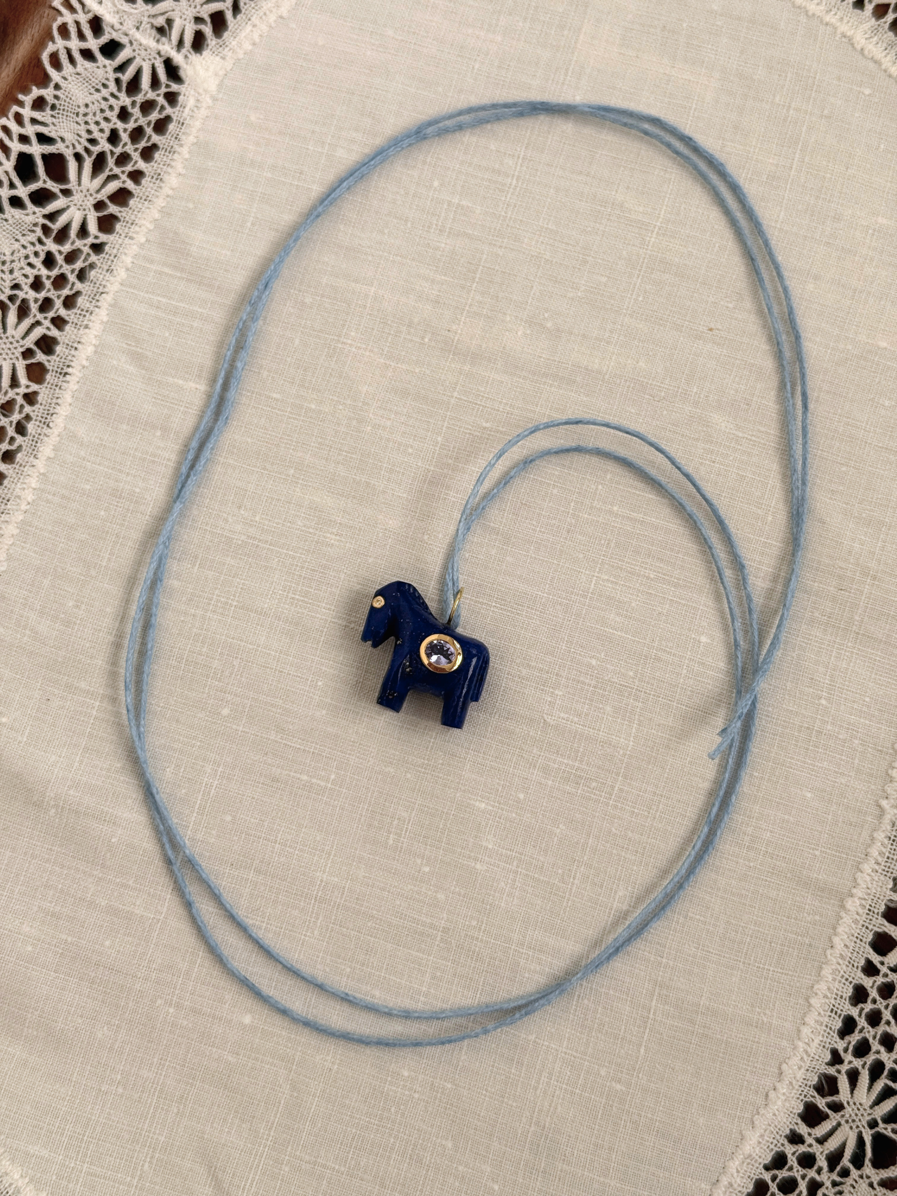 Horse Talisman Charm Lapis & Pink