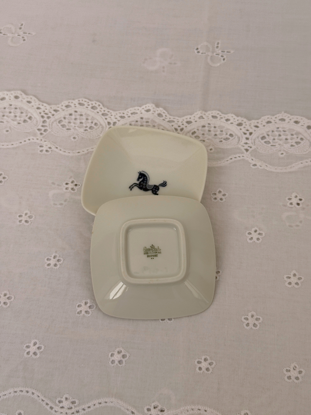 Porcelain Horse Trinket Dish Set