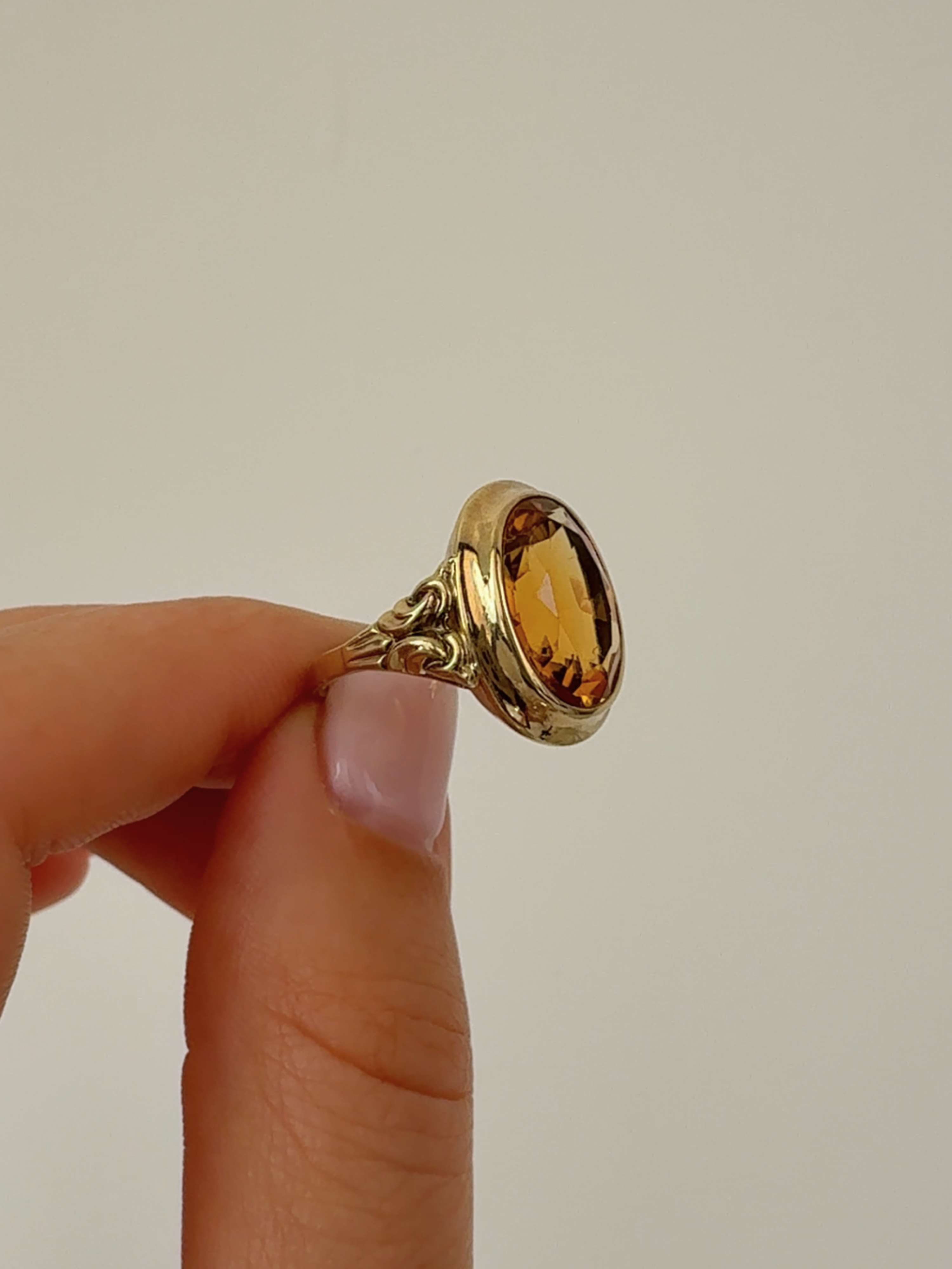 Citrine Cocktail Ring Vintage Gold