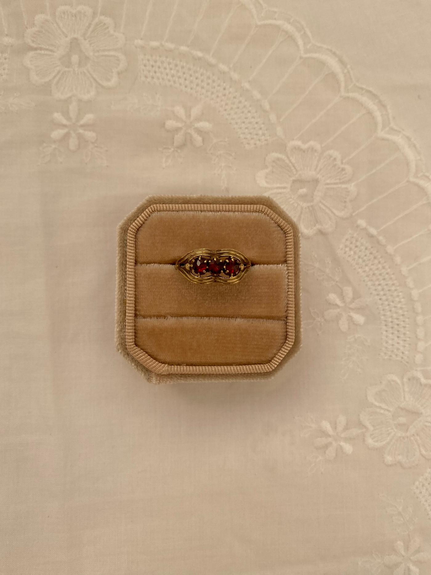 Garnet Trio Ring Vintage Gold