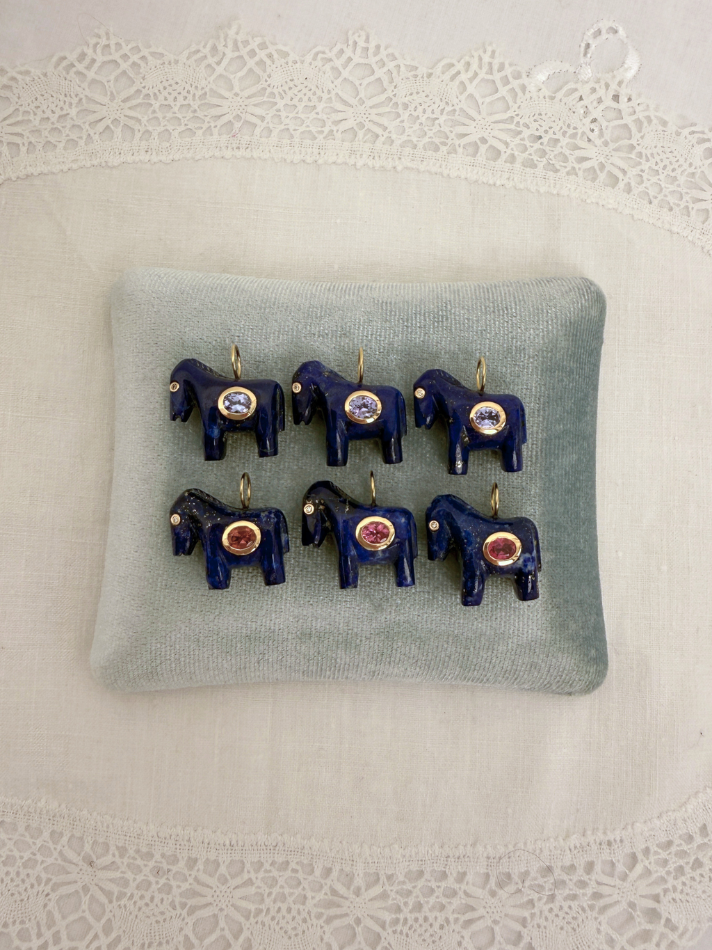 Horse Talisman Charm Lapis & Pink