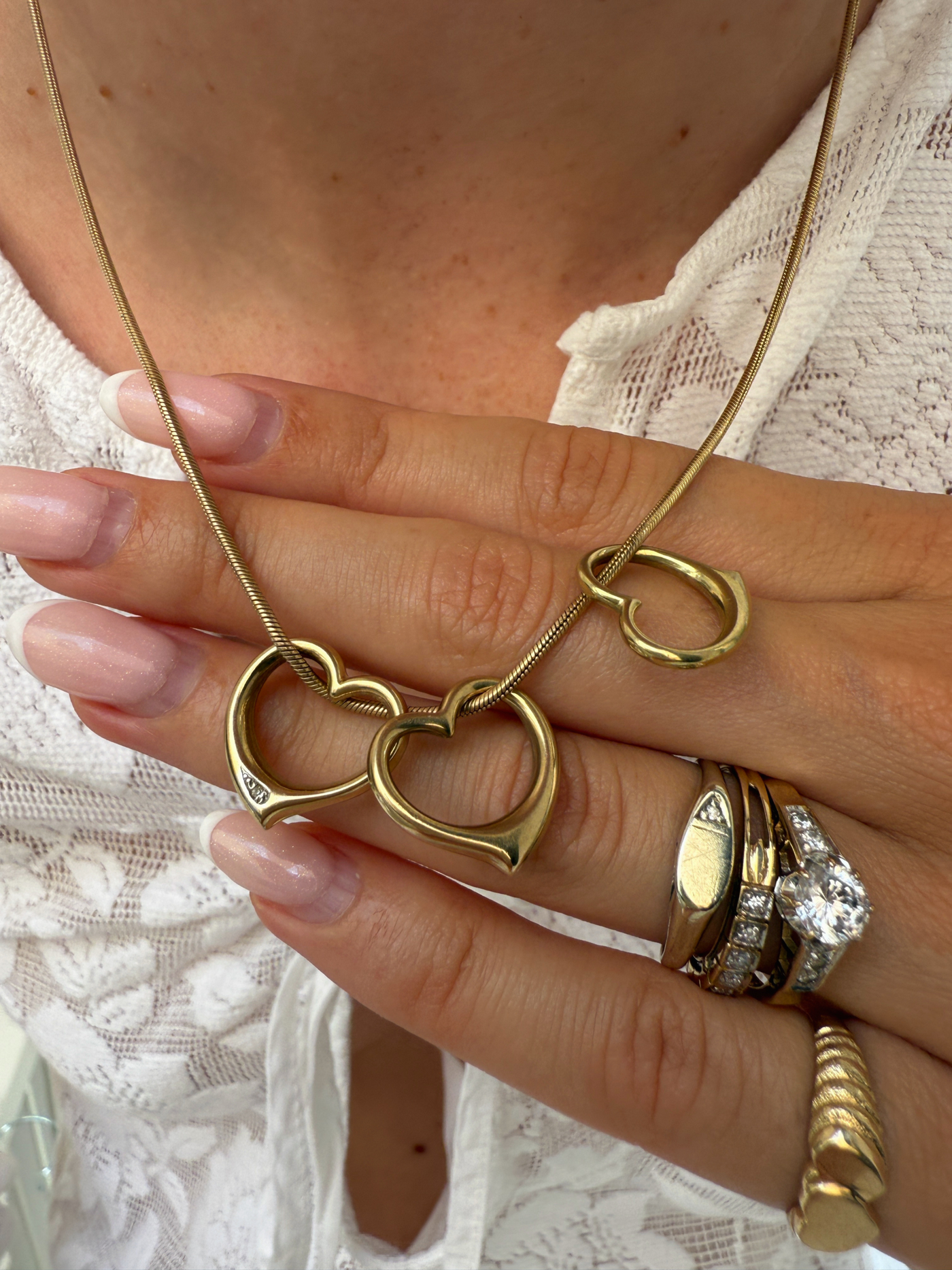 Big Heart Bead Vintage Gold