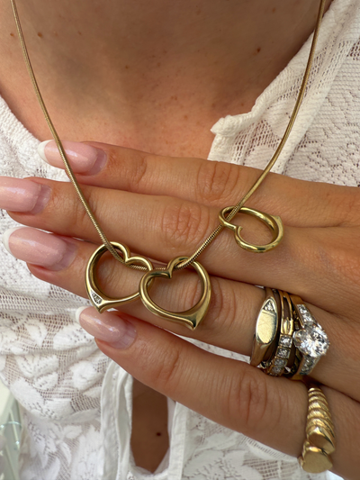 Big Heart Bead Vintage Gold