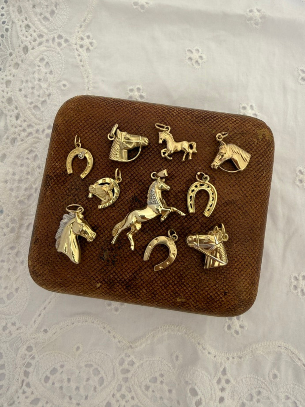 Mini Horse Charm Vintage Gold