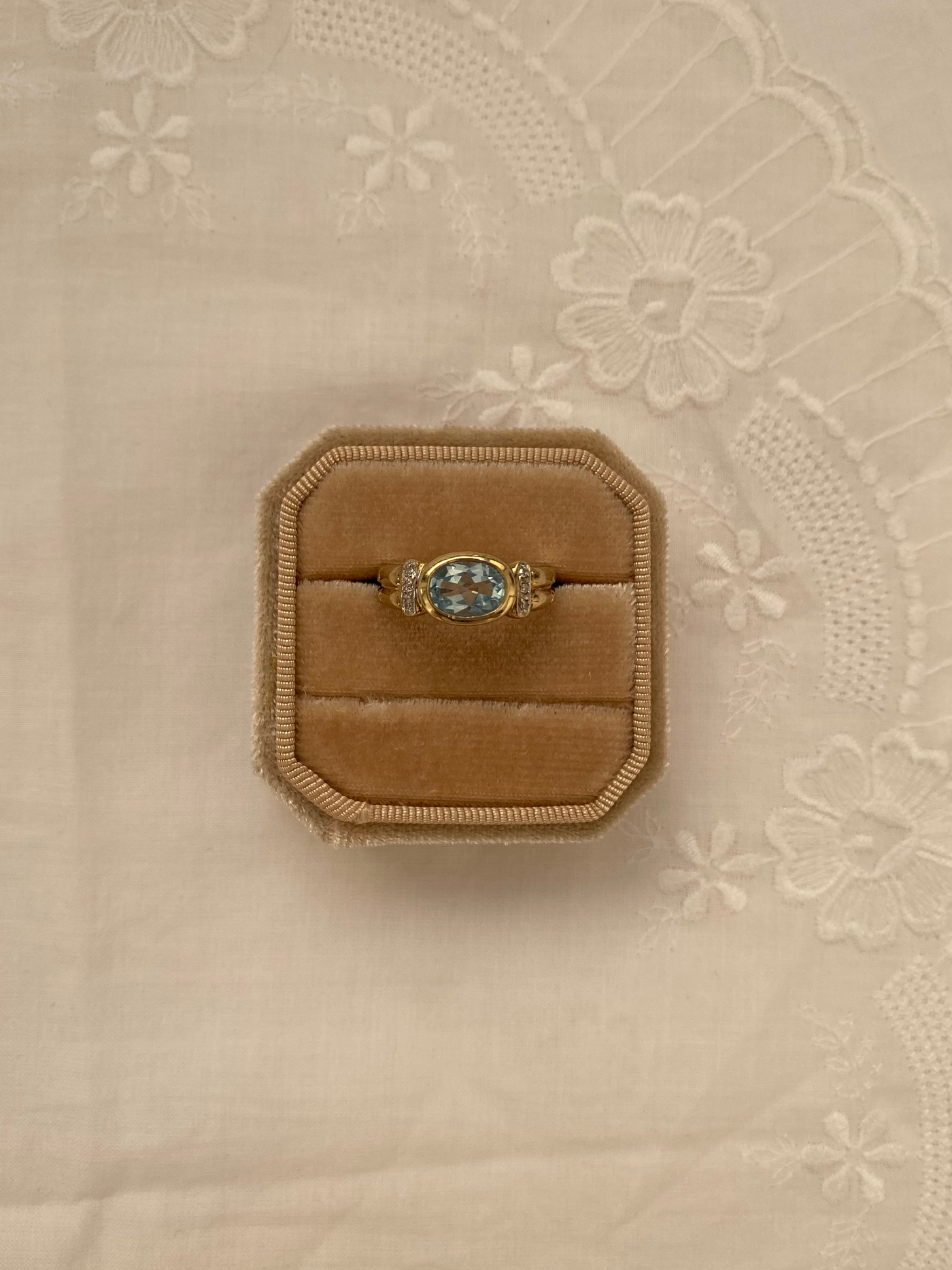 Chunky Oval Topaz Ring Vintage Gold