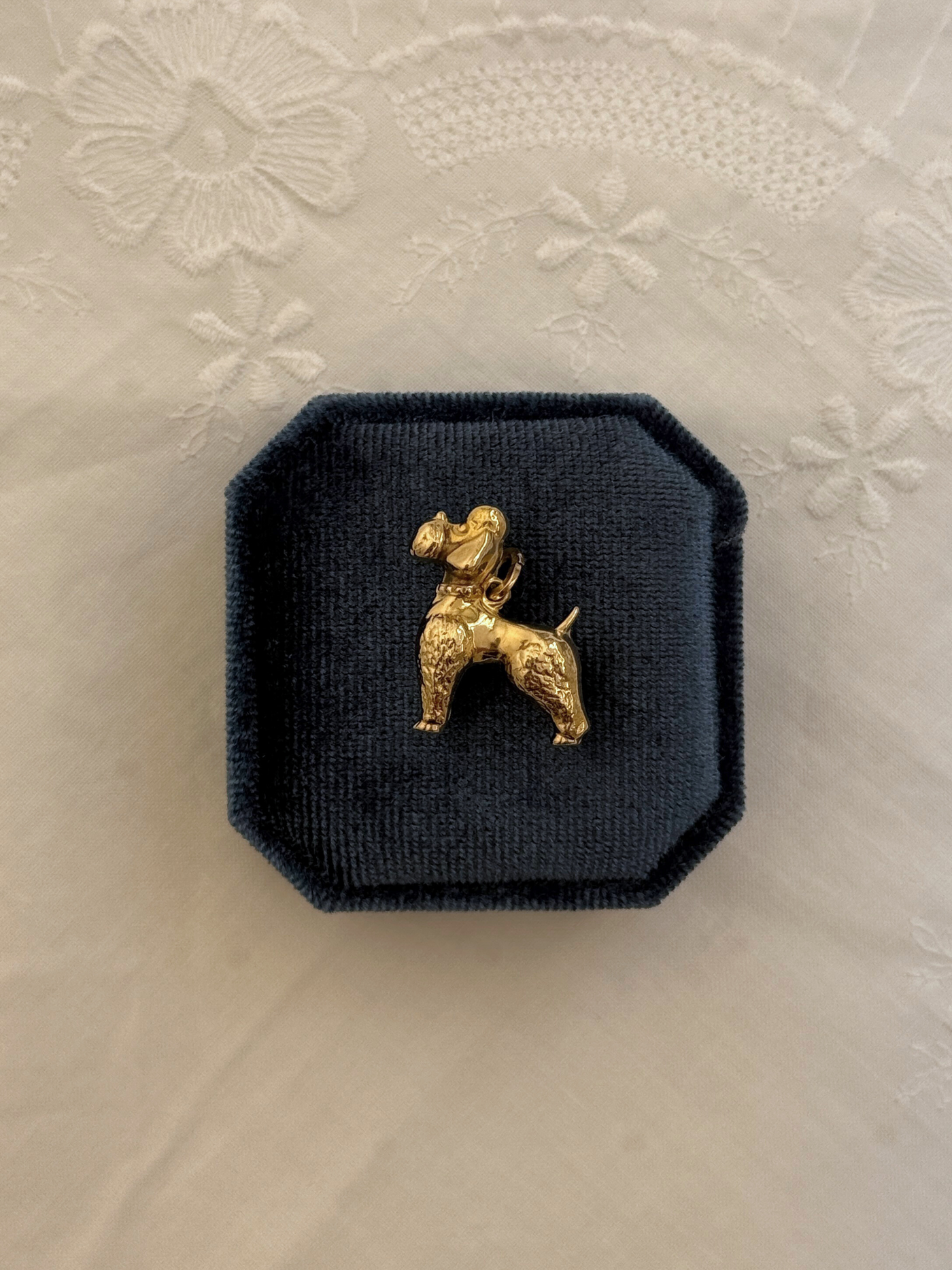 Poodle Charm Vintage Gold