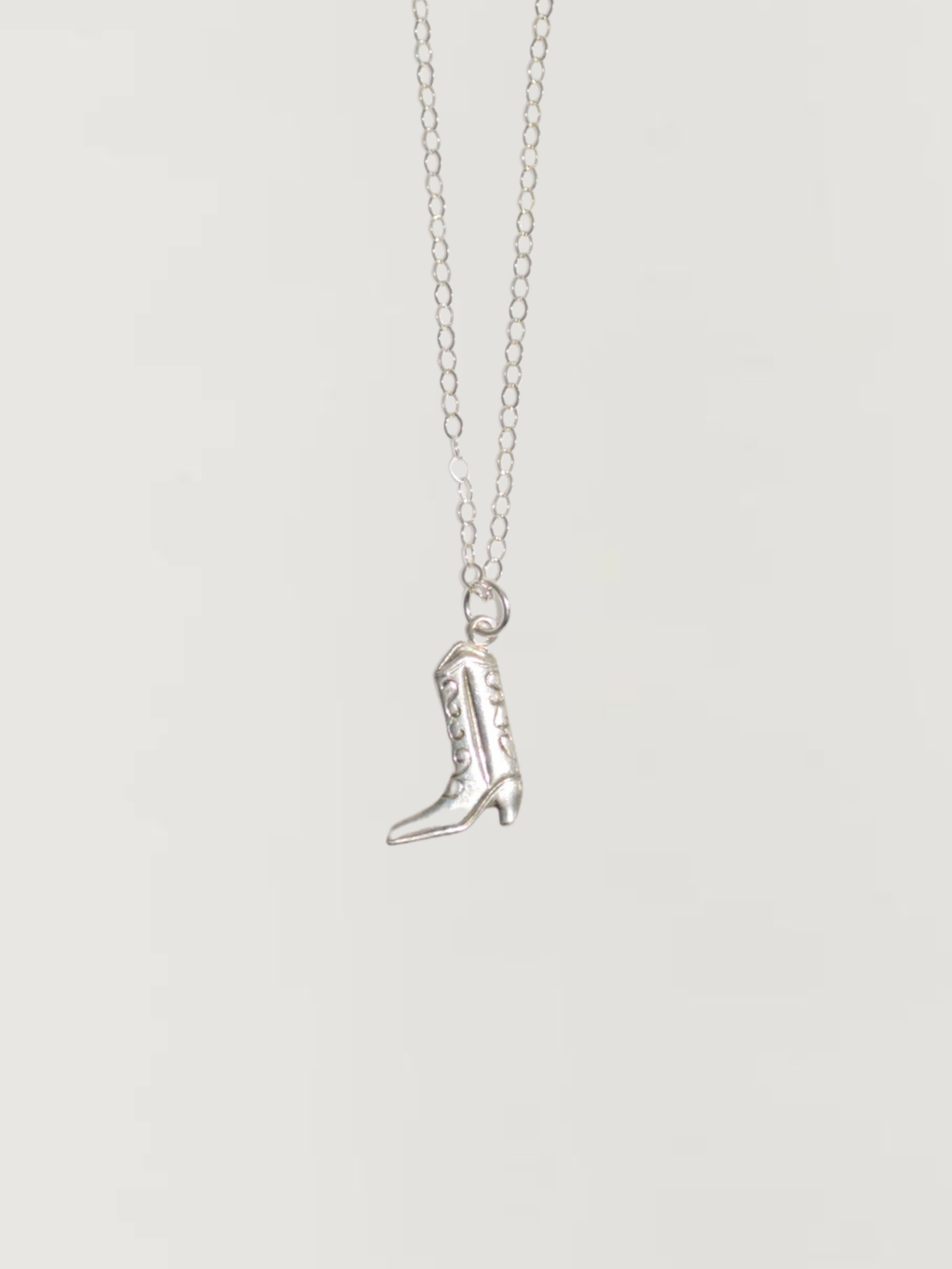 Cowboy Boot Necklace Silver