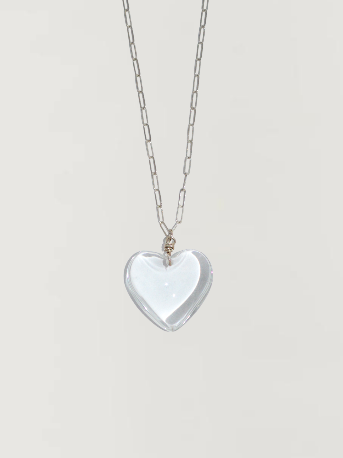 Puffy Heart Necklace Silver