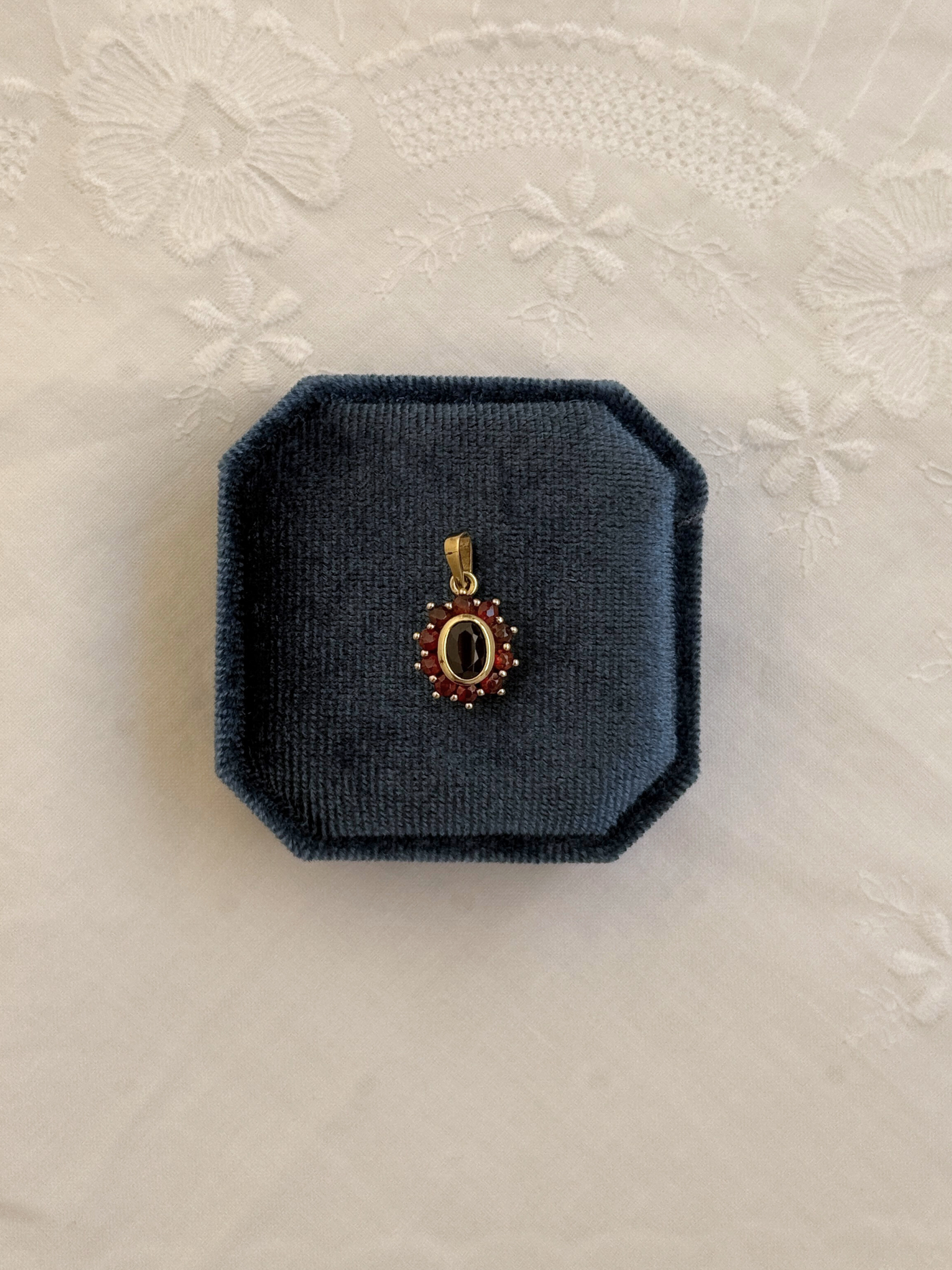 Garnet Cluster Charm Vintage Gold