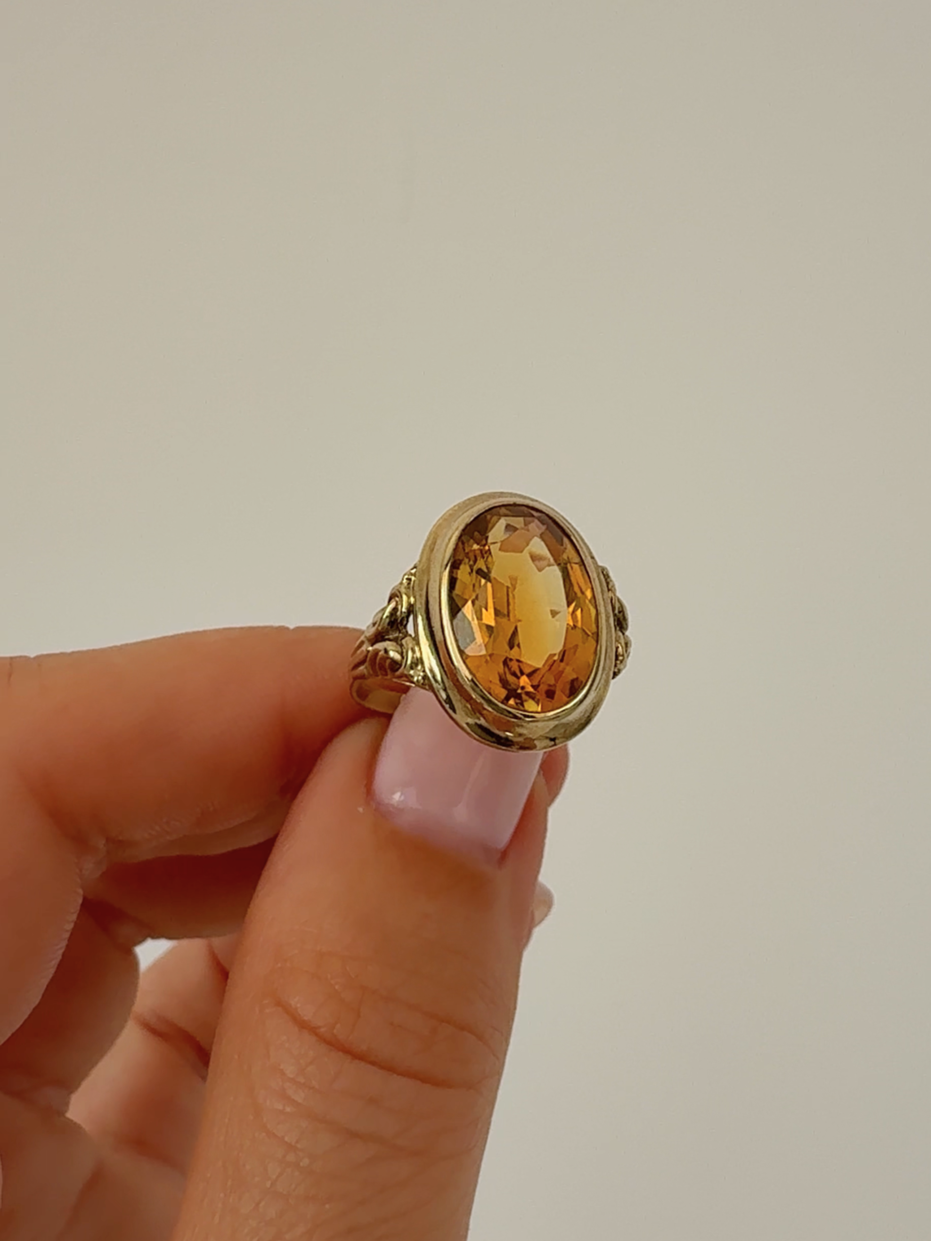 Citrine Cocktail Ring Vintage Gold
