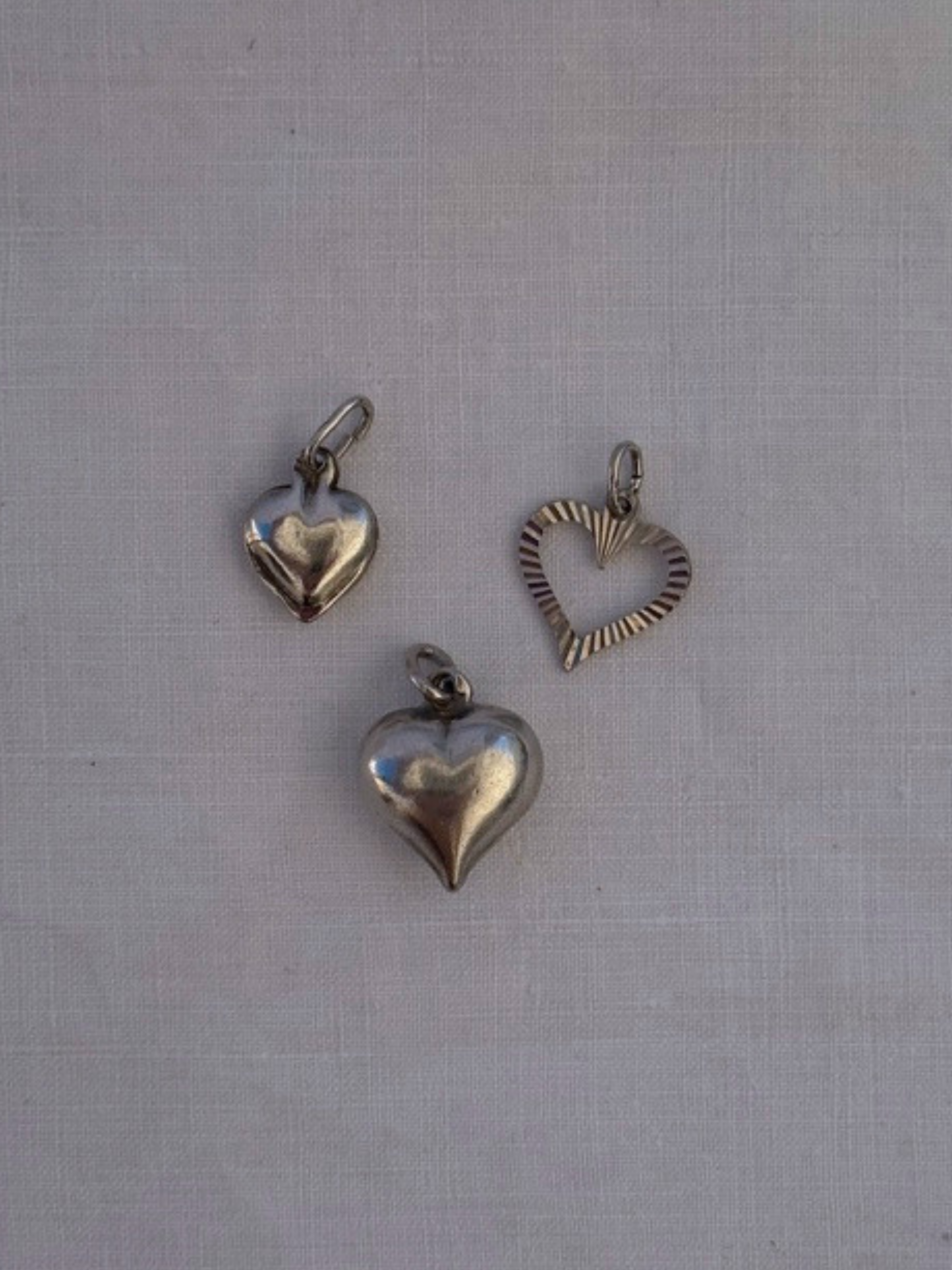 Heart Charms Vintage Silver