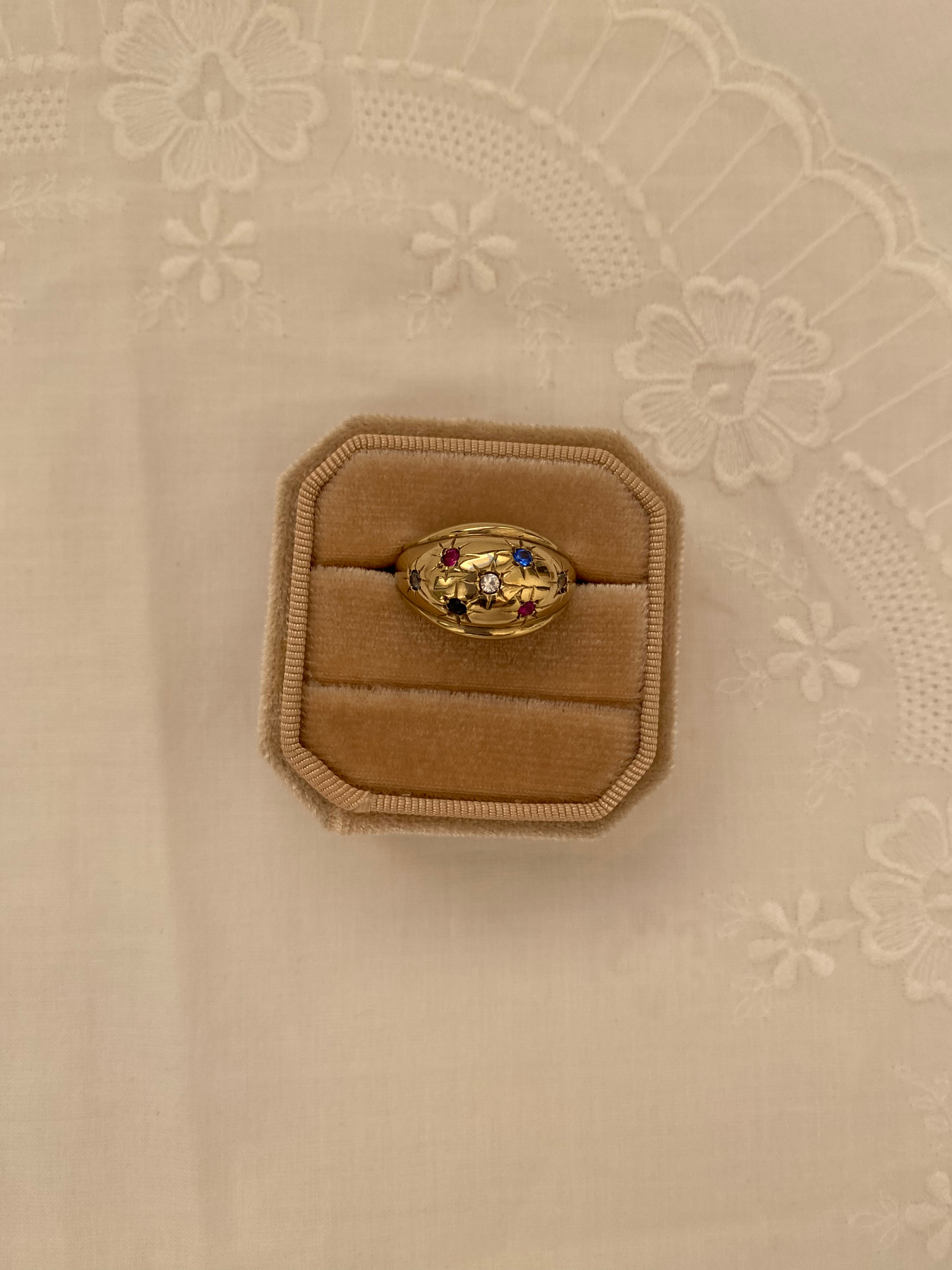 Rainbow Star Dome Ring Vintage Gold
