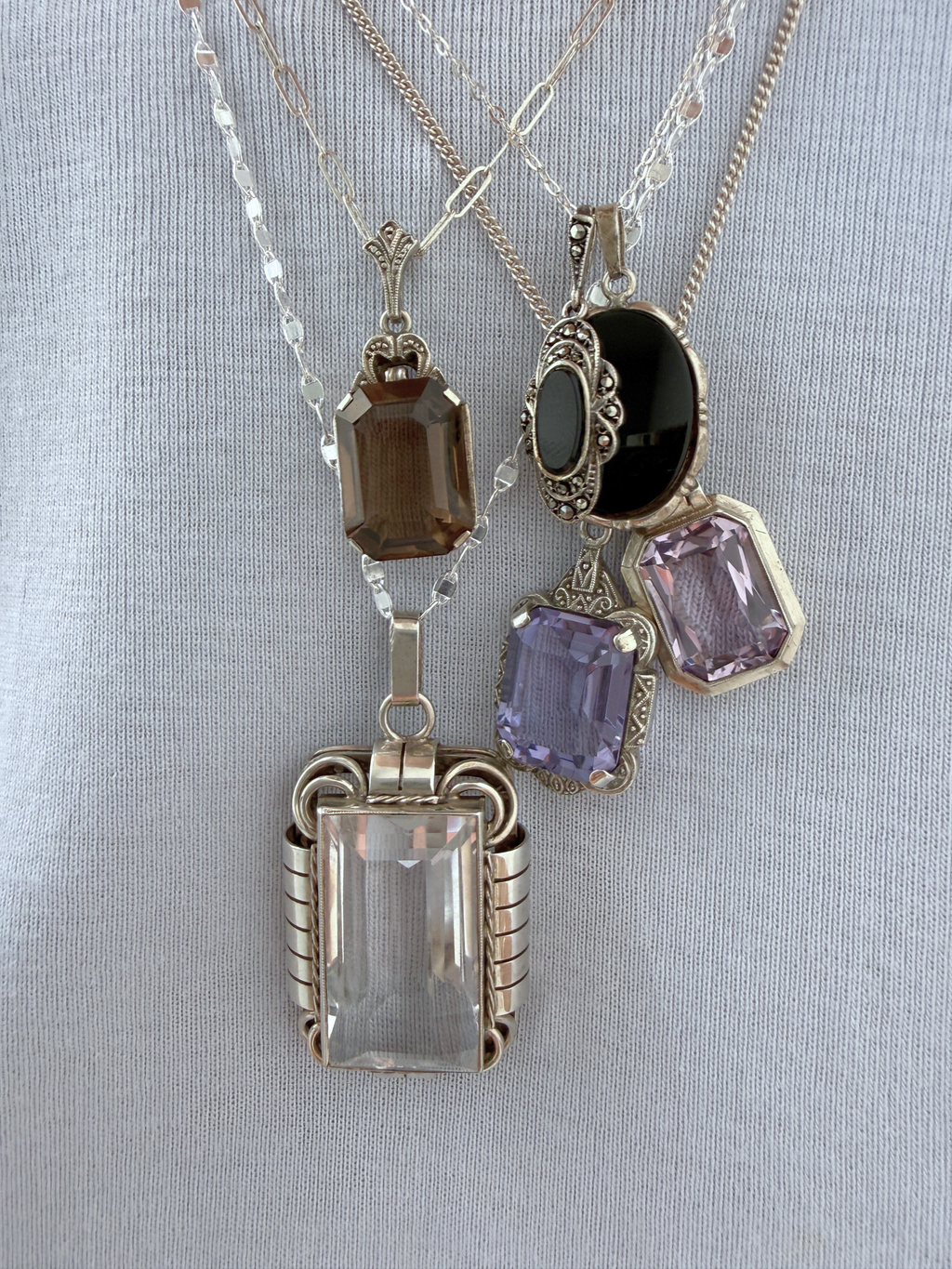 Multicoloured Stone Charms Vintage Silver