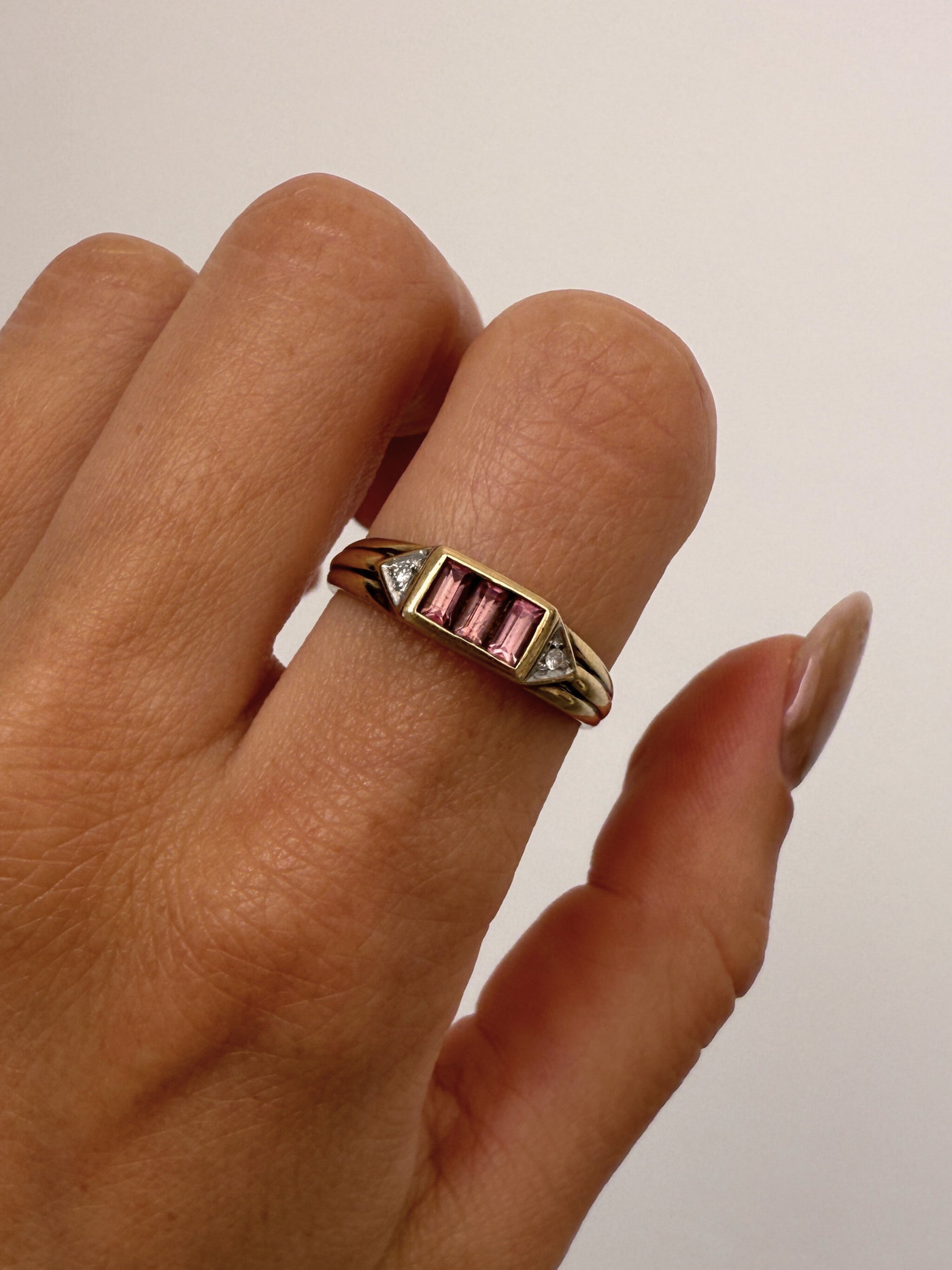 Baguette Cut Ring Vintage Gold
